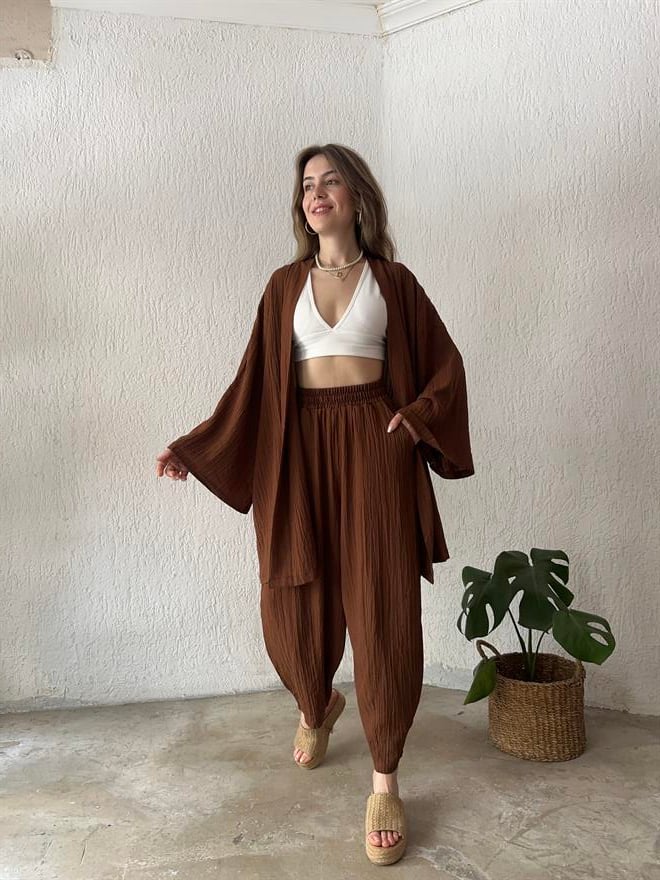 Gofre Takım - Kahverengi - Dominatrend