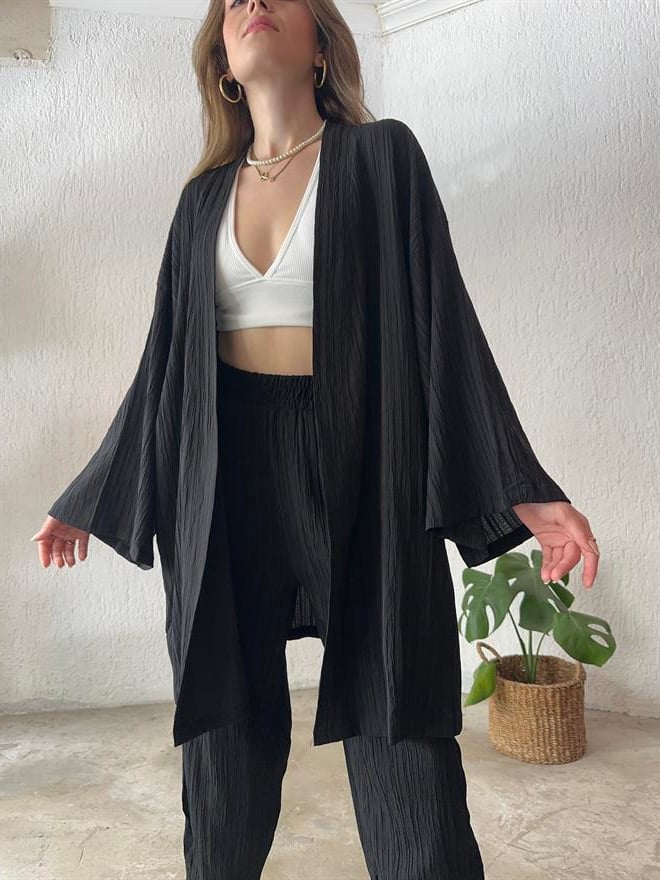 Gofre Takım - Siyah - Dominatrend