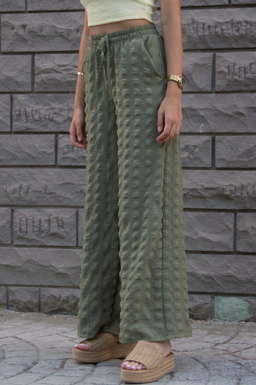 Gofreli Pantolon - Haki - Dominatrend