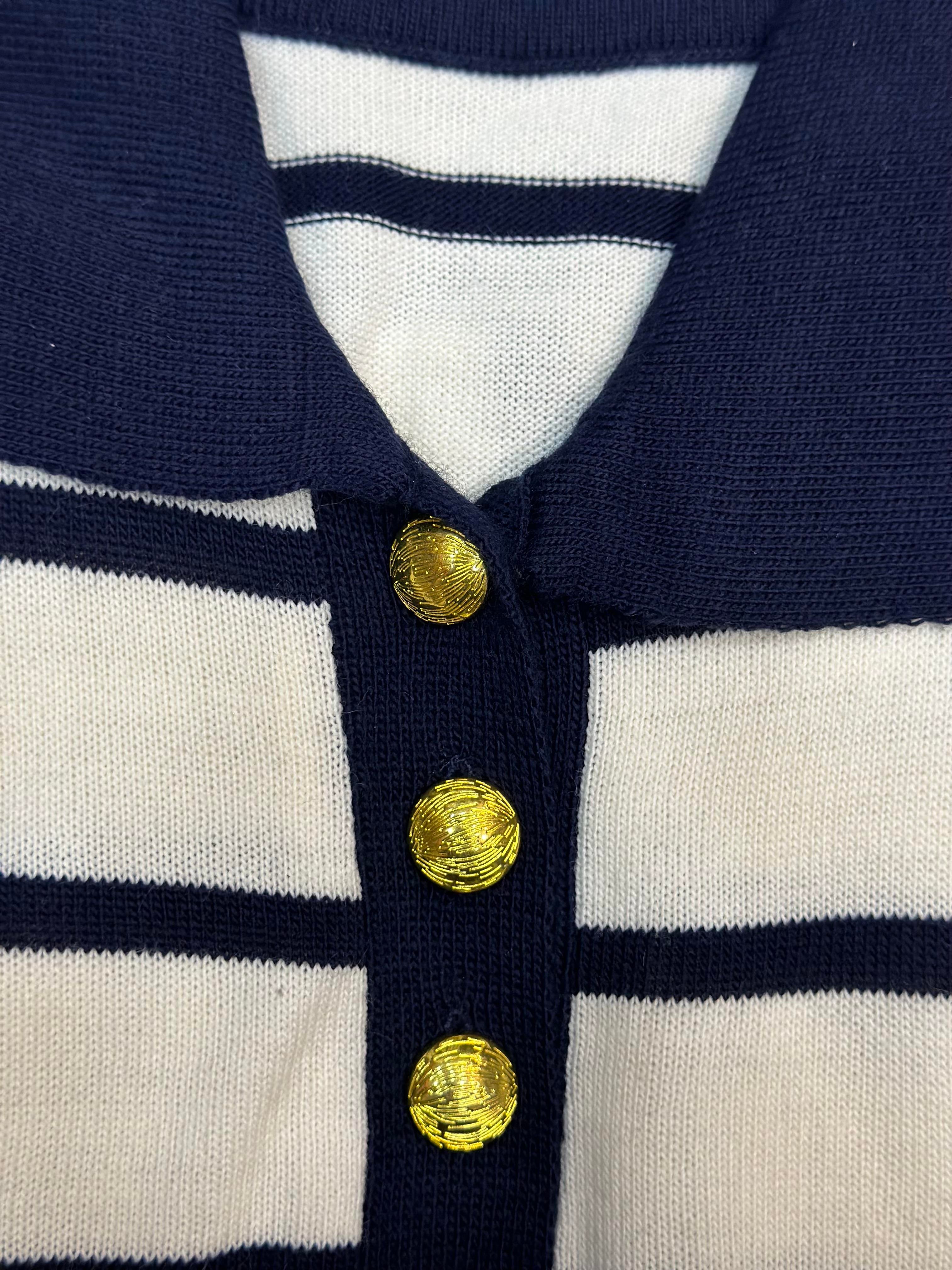 Gold Düğmeli Çizgili Bluz  - Dominatrend