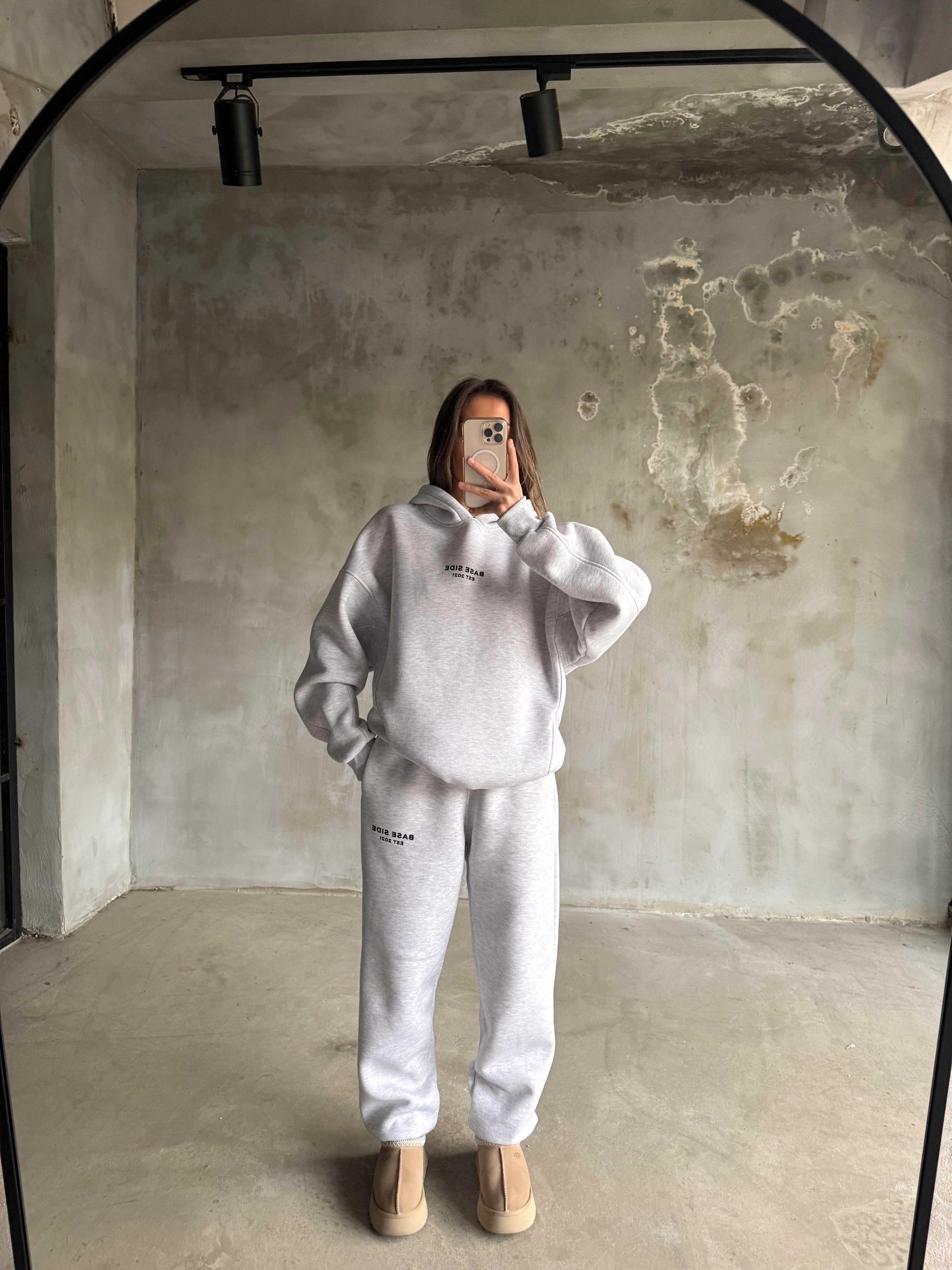 Gri Unisex Base Sıde Oversize Eşofman Takım - Dominatrend