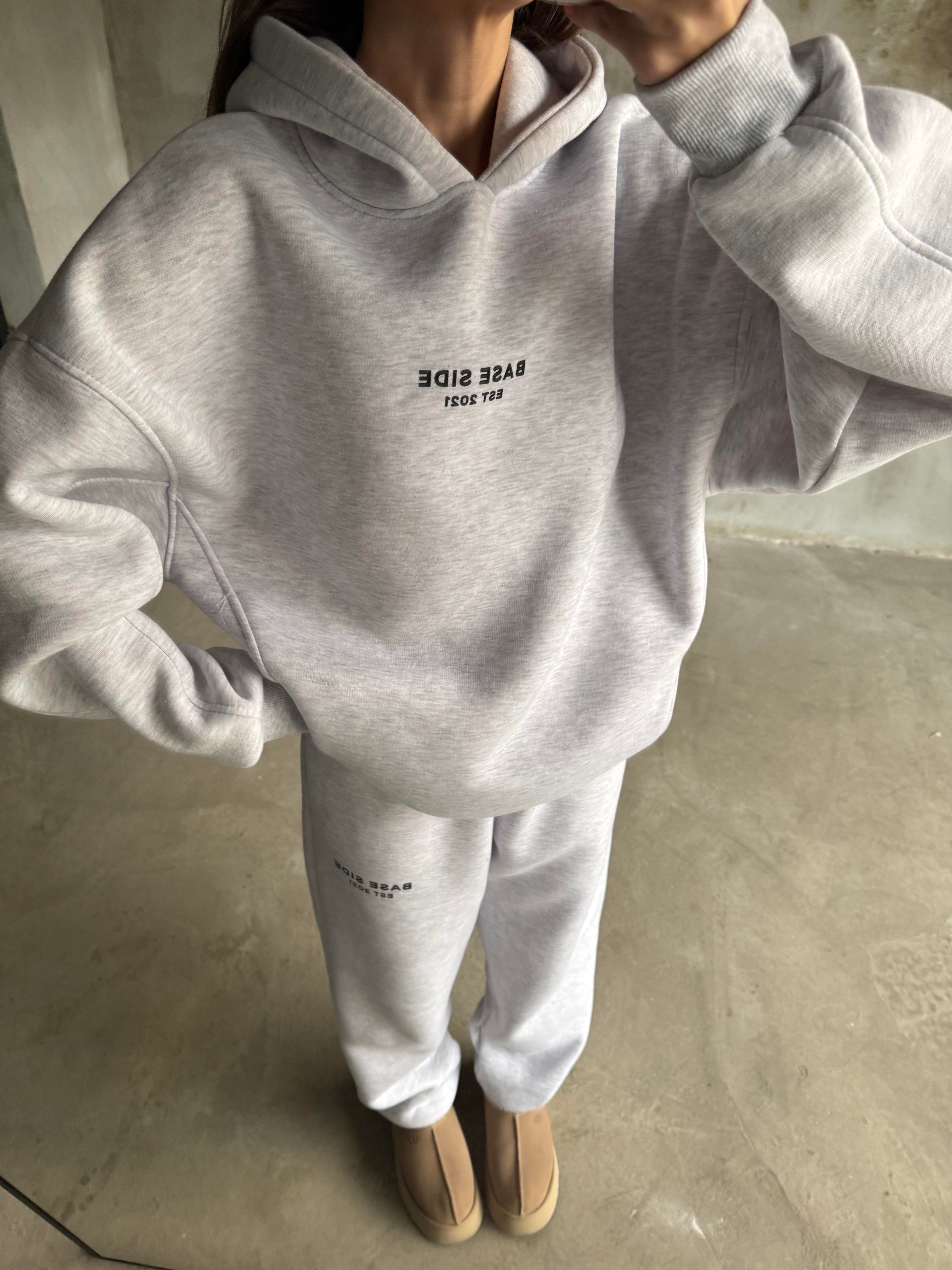 Gri Unisex Base Sıde Oversize Eşofman Takım - Dominatrend
