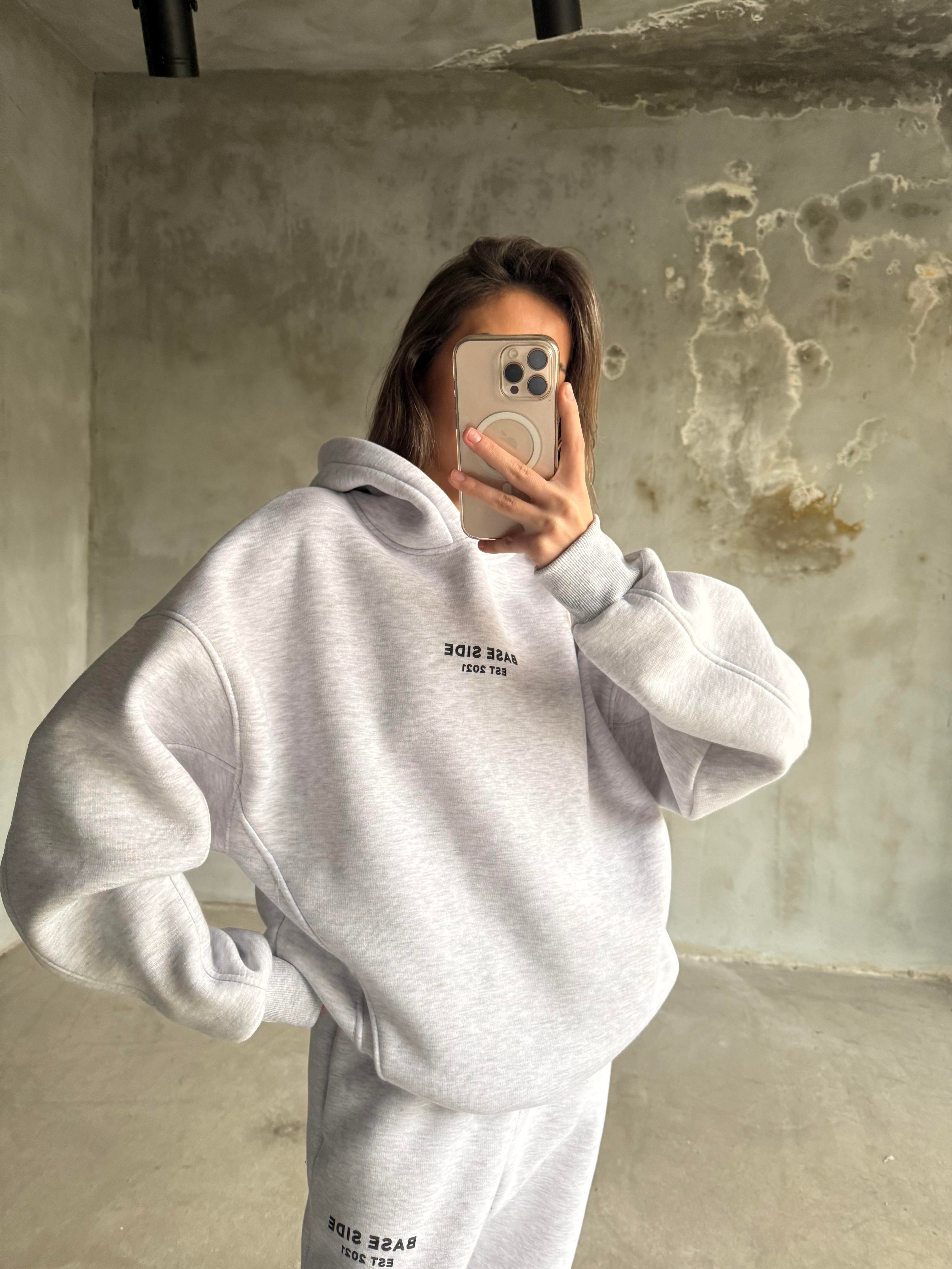 Gri Unisex Base Sıde Oversize Eşofman Takım - Dominatrend