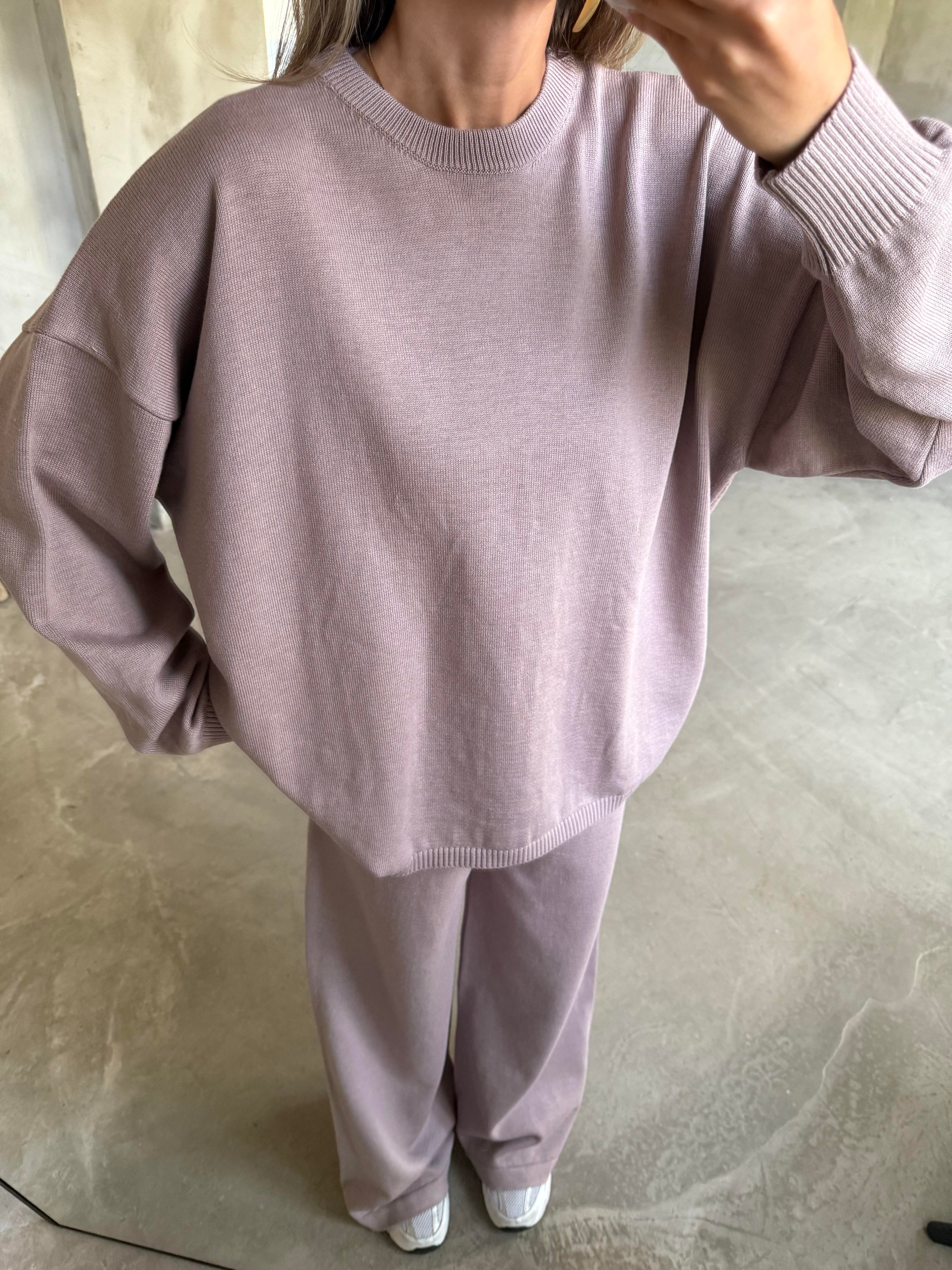 Gül Kurusu Basic Oversize Triko Takım - Dominatrend