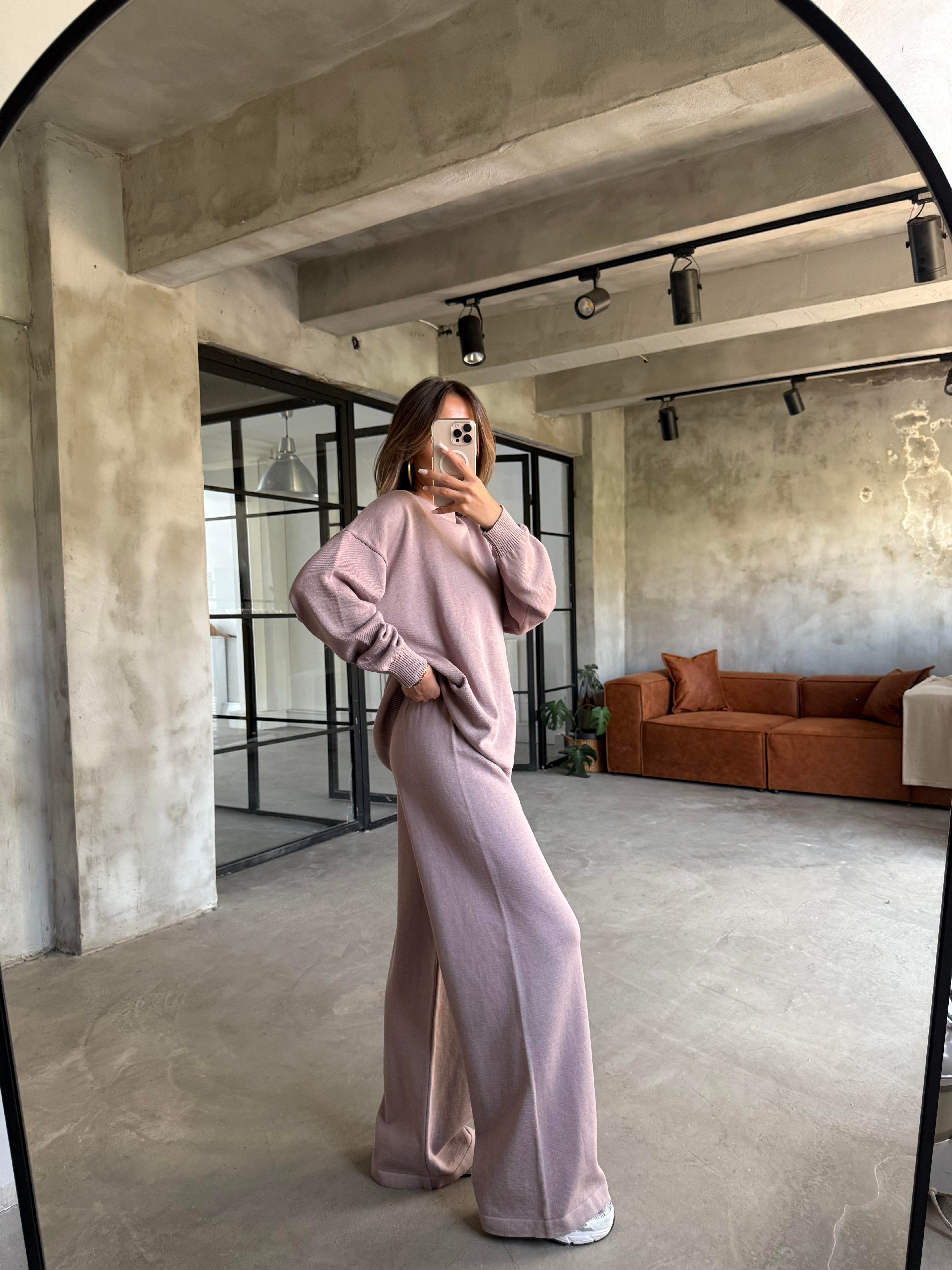 Gül Kurusu Basic Oversize Triko Takım - Dominatrend