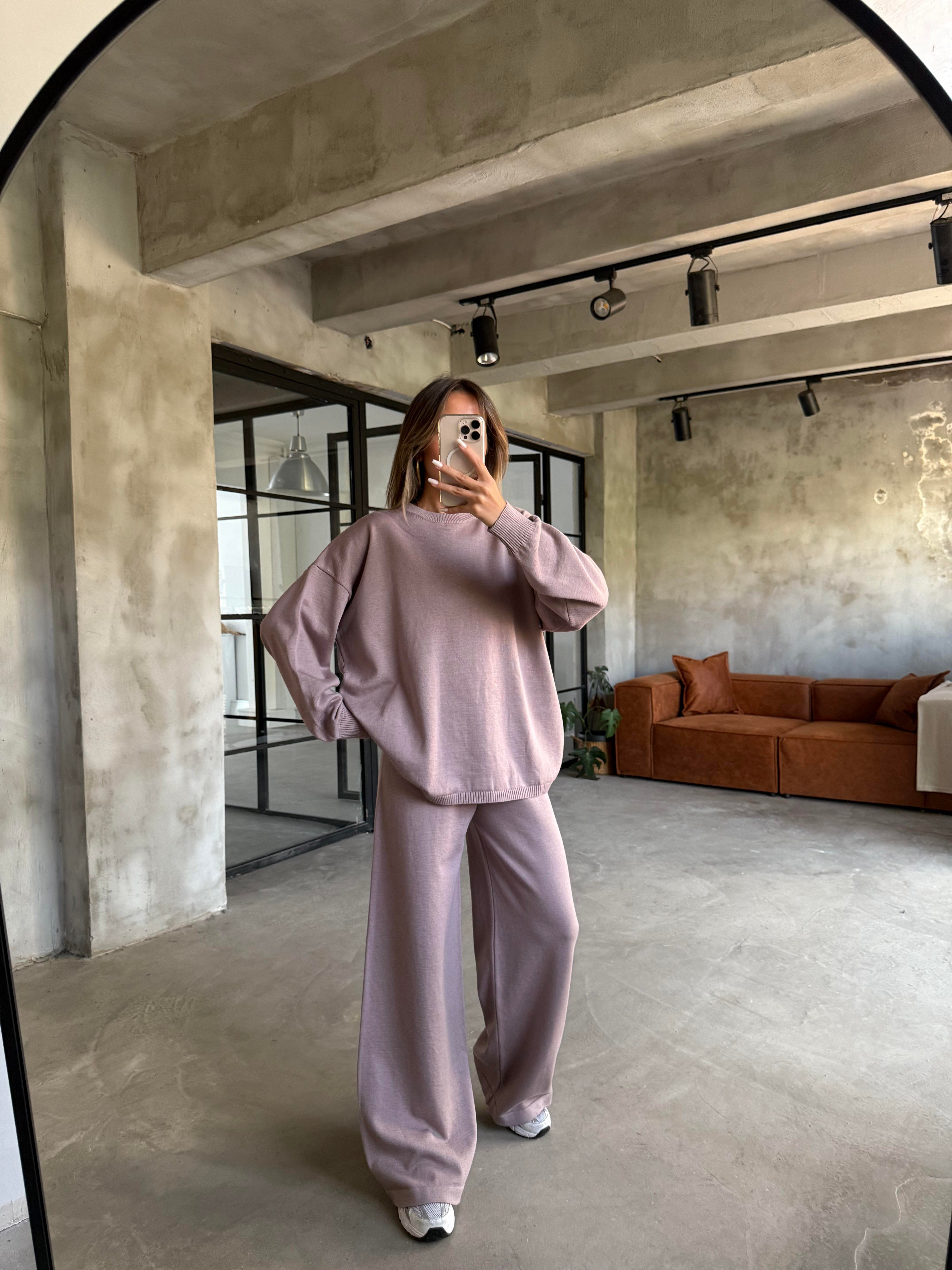 Gül Kurusu Basic Oversize Triko Takım - Dominatrend