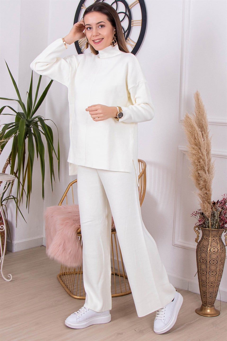 Halter Yaka Basic Takım - Beyaz - Dominatrend