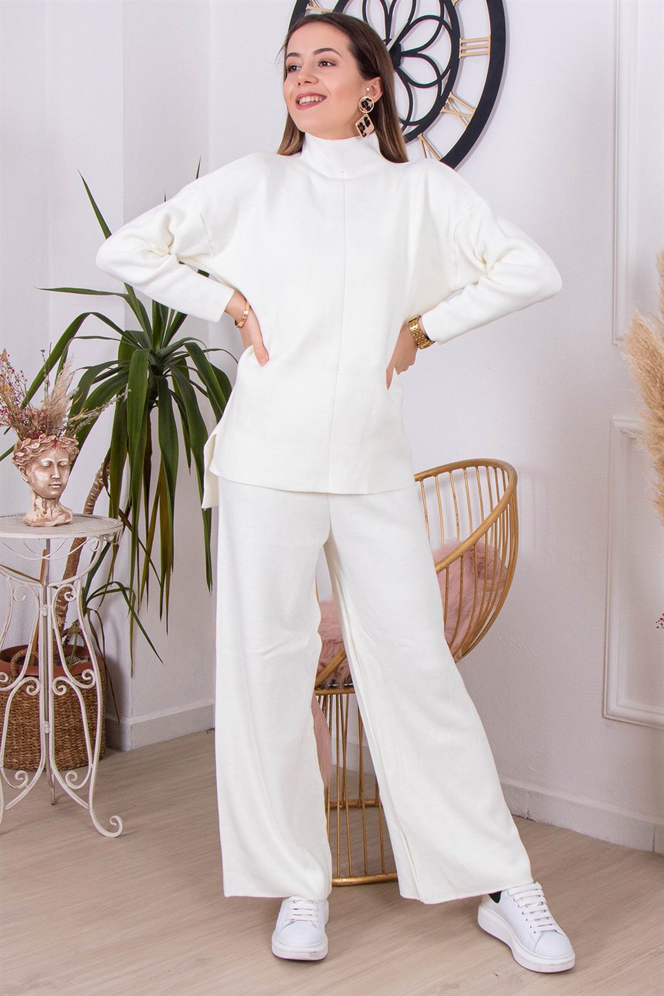 Halter Yaka Basic Takım - Beyaz - Dominatrend