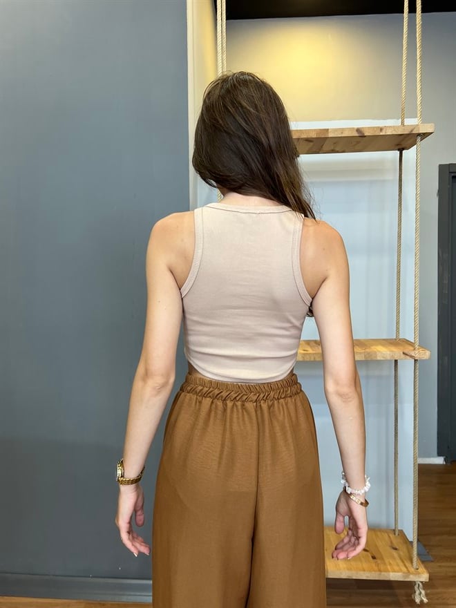 Halter Yaka Crop - Camel - Dominatrend