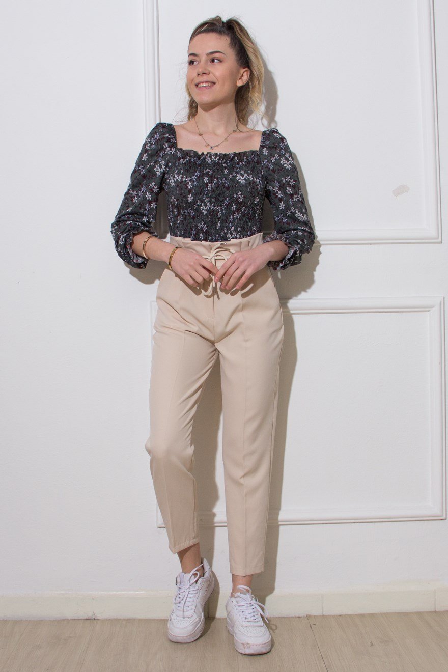 Havuç Kumaş Pantolon - Krem - Dominatrend