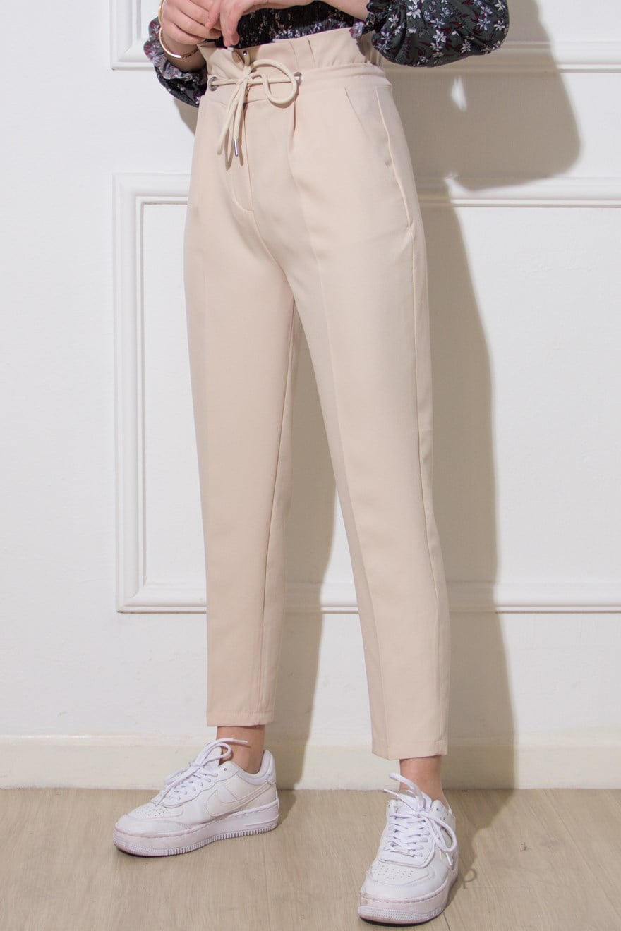 Havuç Kumaş Pantolon - Krem - Dominatrend