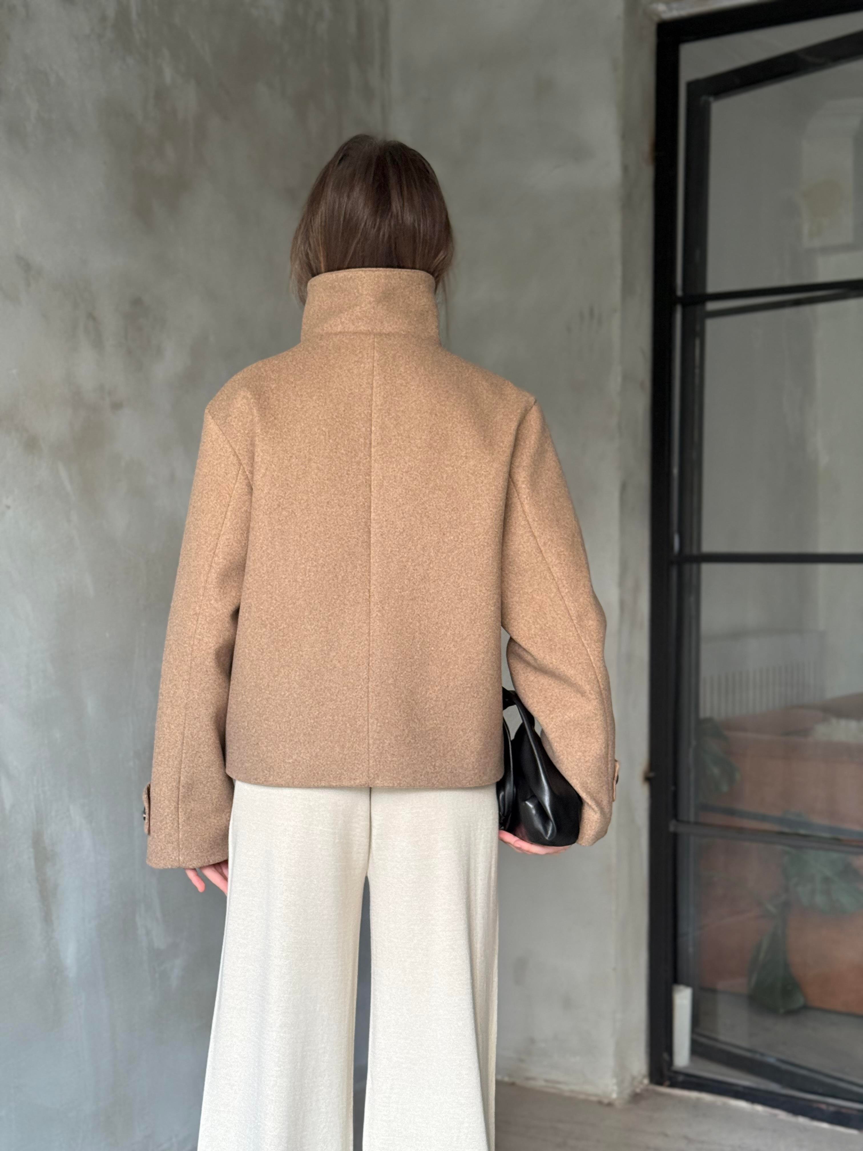 Huni Yaka Kısa Kaşe - Camel - Dominatrend