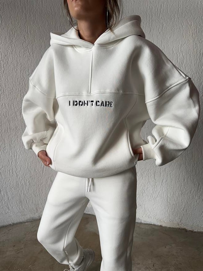 I Don't Care Eşofman Takımı - Beyaz - Dominatrend