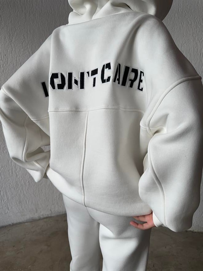 I Don't Care Eşofman Takımı - Beyaz - Dominatrend