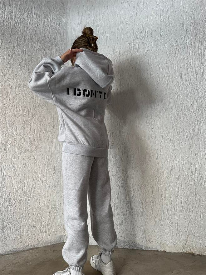 I Don't Care Eşofman Takımı - Gri - Dominatrend