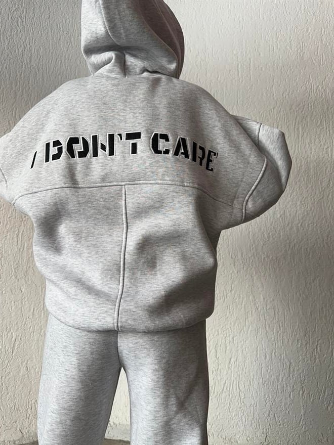 I Don't Care Eşofman Takımı - Gri - Dominatrend