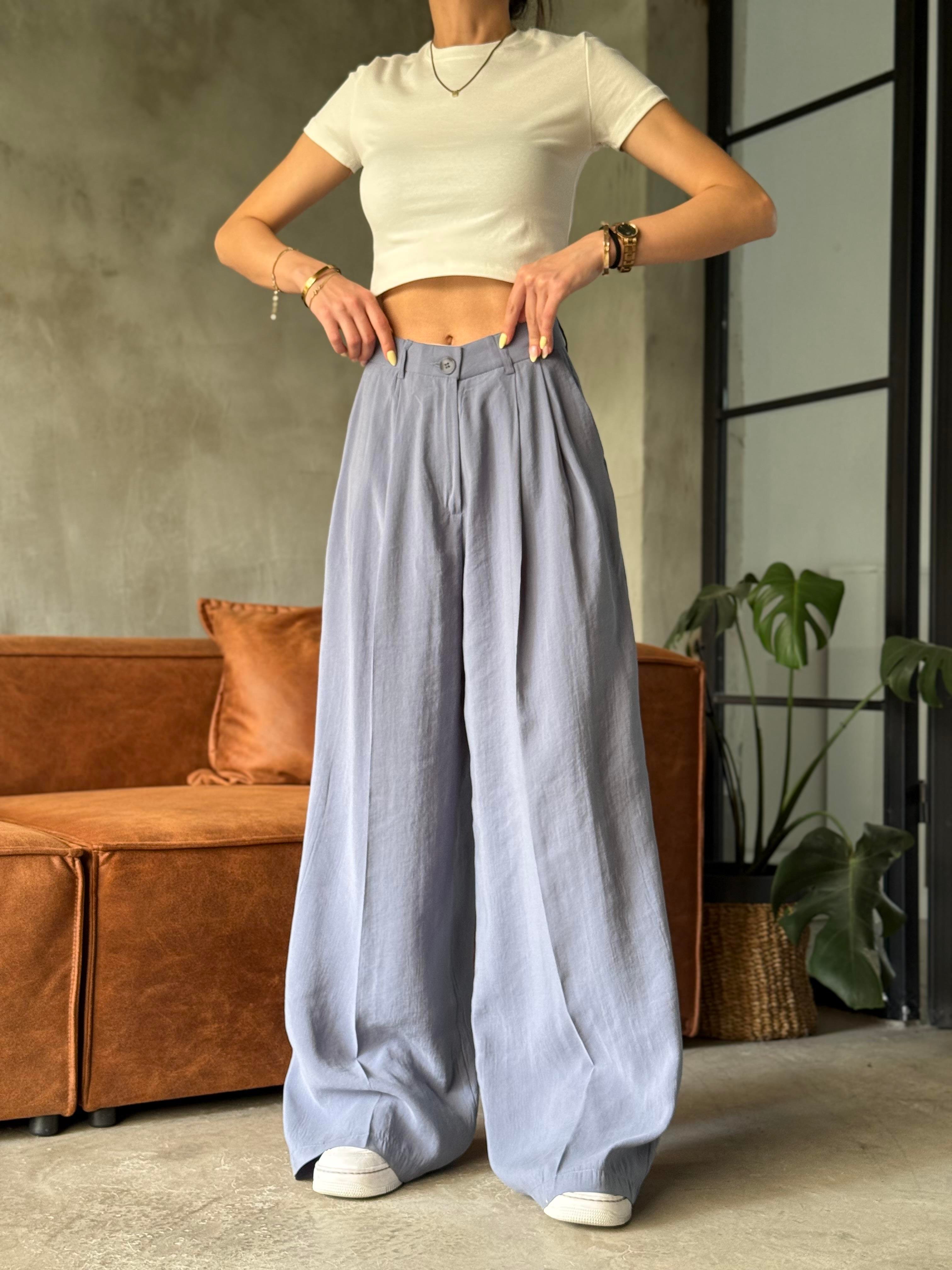 İndigo Tencel Pantolon - Dominatrend