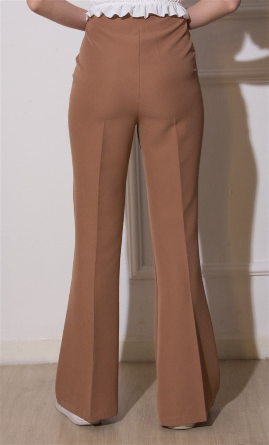 İspanyol Paça Kumaş Pantolon - Camel - Dominatrend