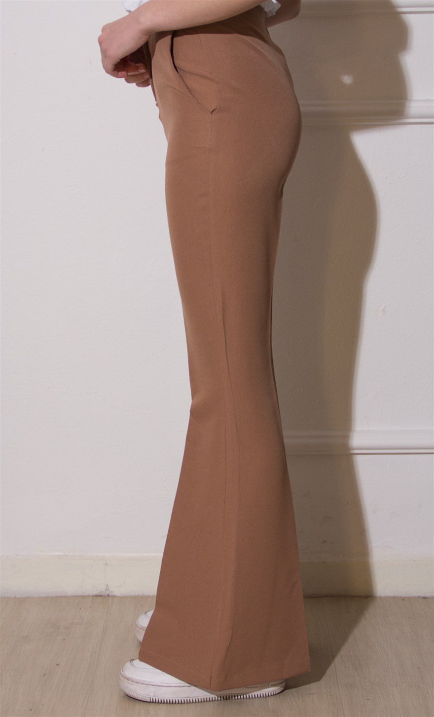 İspanyol Paça Kumaş Pantolon - Camel - Dominatrend
