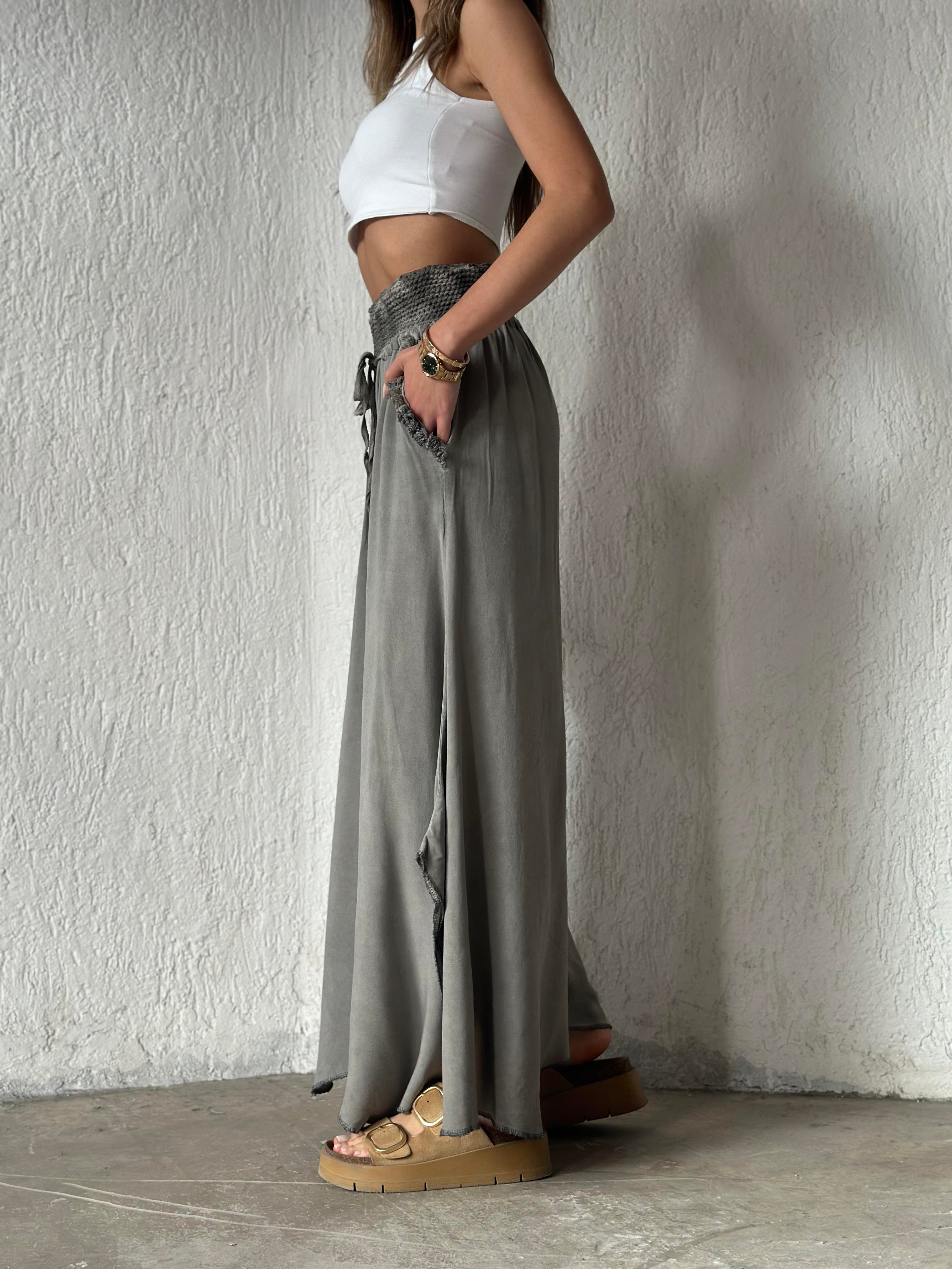 İtalyan Bohem Pantolon - Gri - Dominatrend