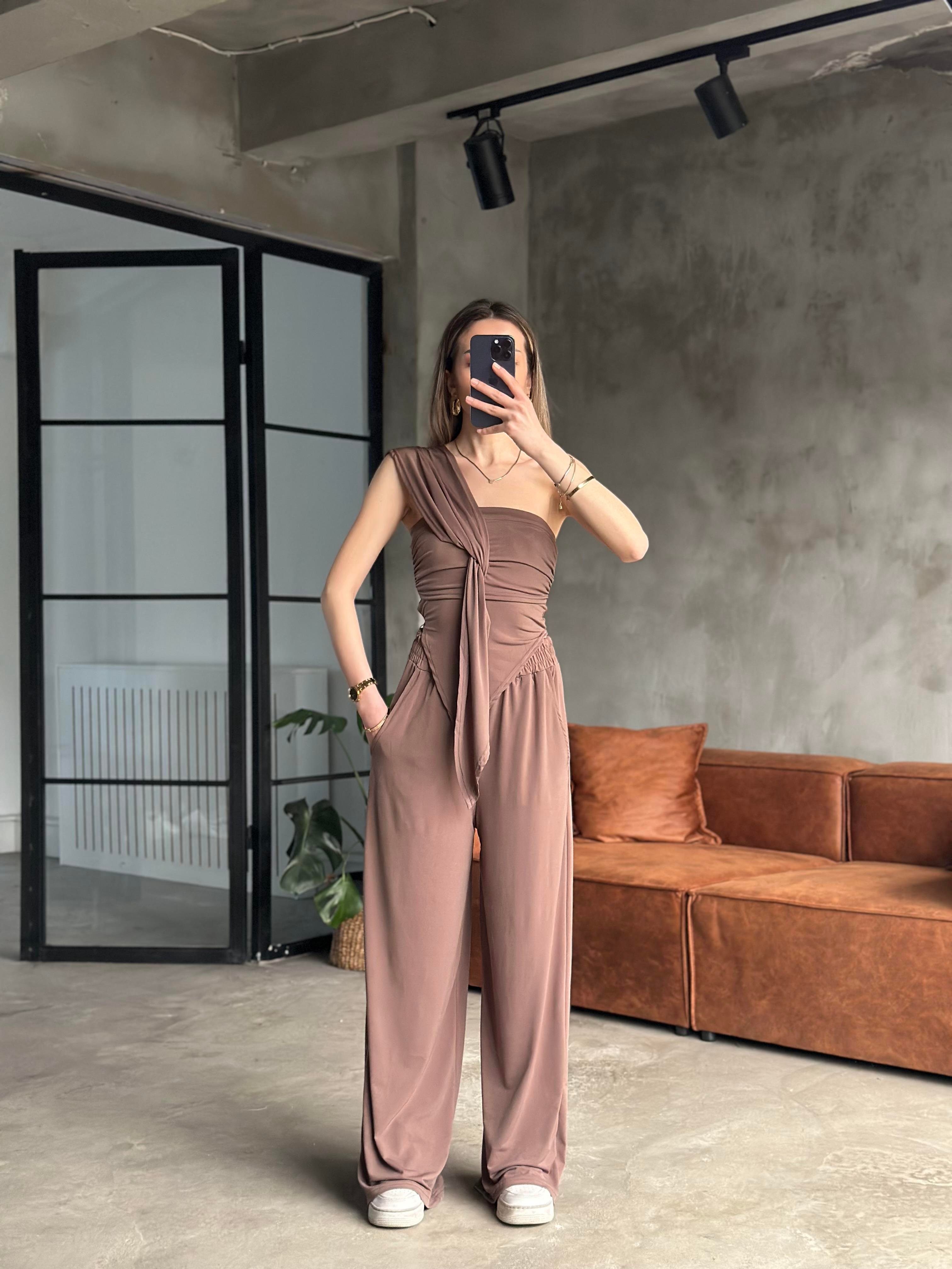 İthal Sandy Kumaş Takım - Vizon - Dominatrend