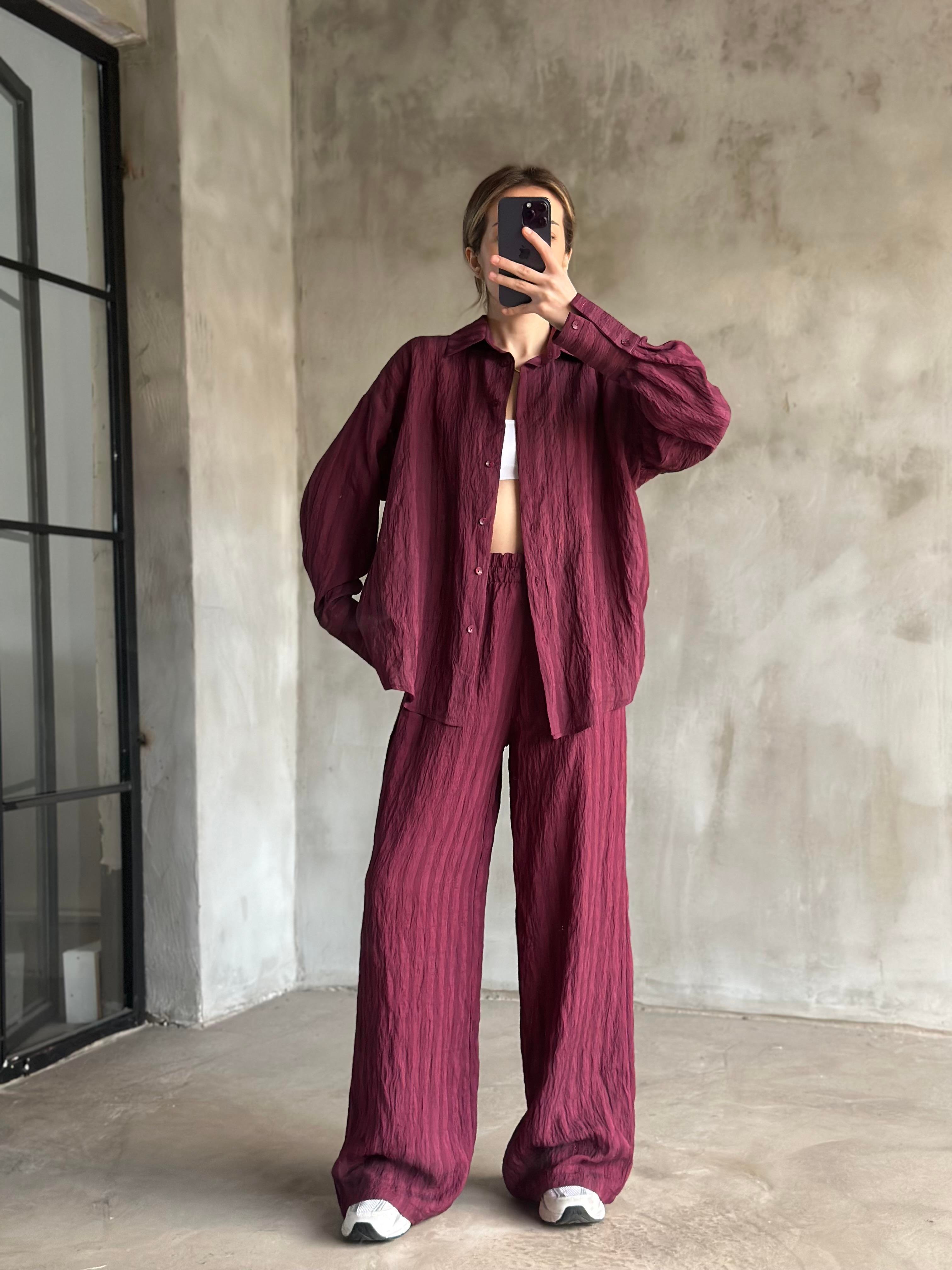 İthal Viskon Takım Bordo - Dominatrend