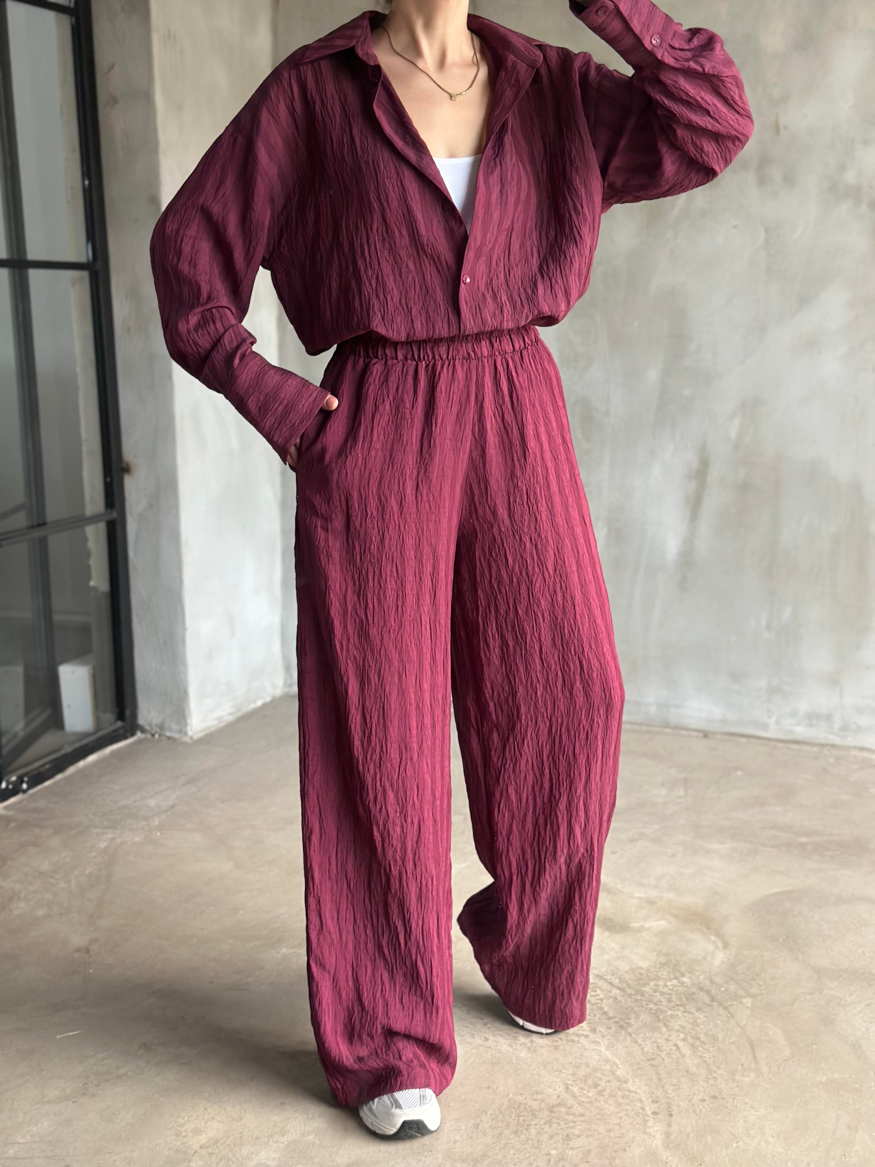 İthal Viskon Takım Bordo - Dominatrend