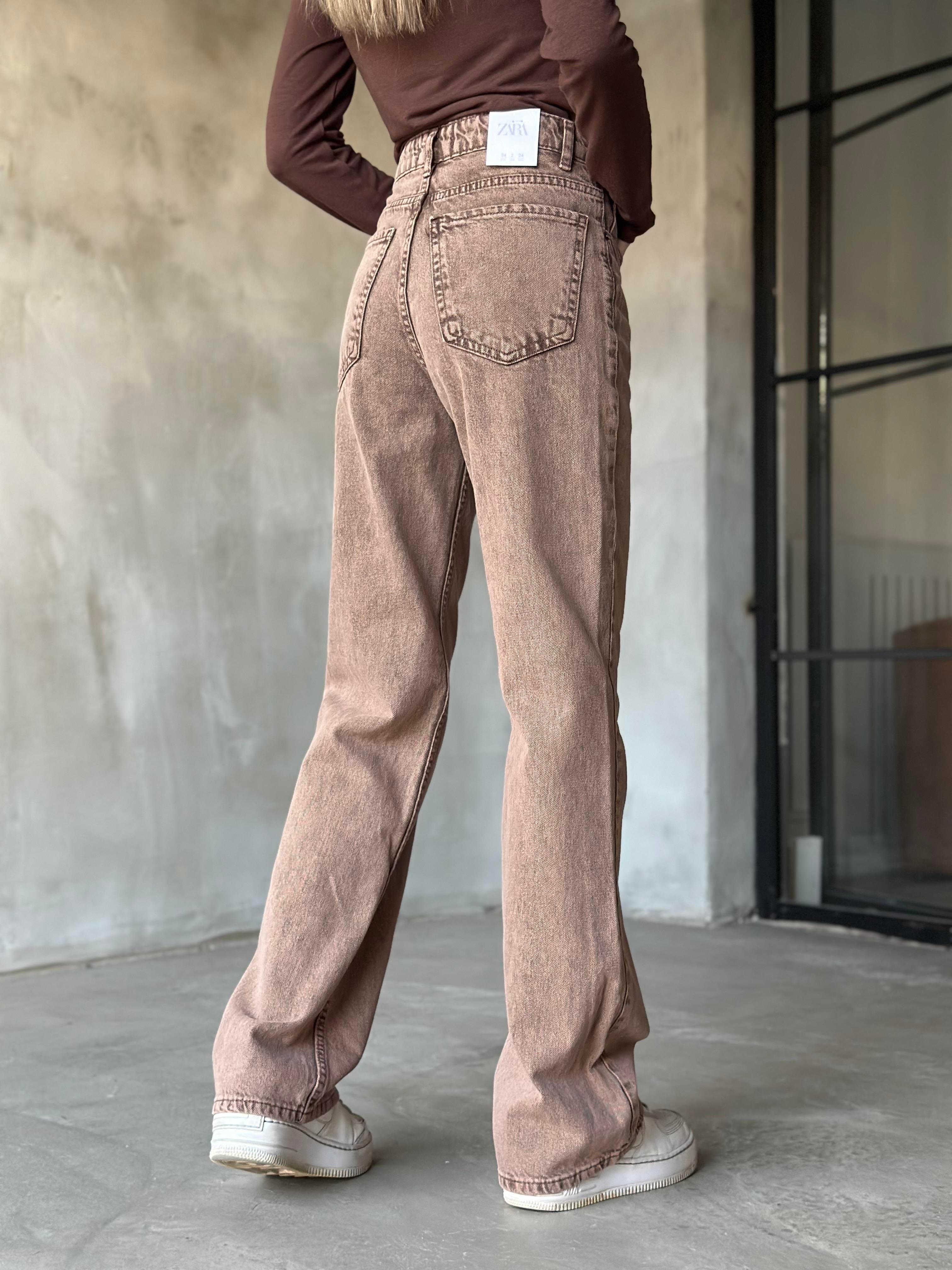 Kahve Yıkamalı Straight Fit Bol Paça Jean  - Dominatrend