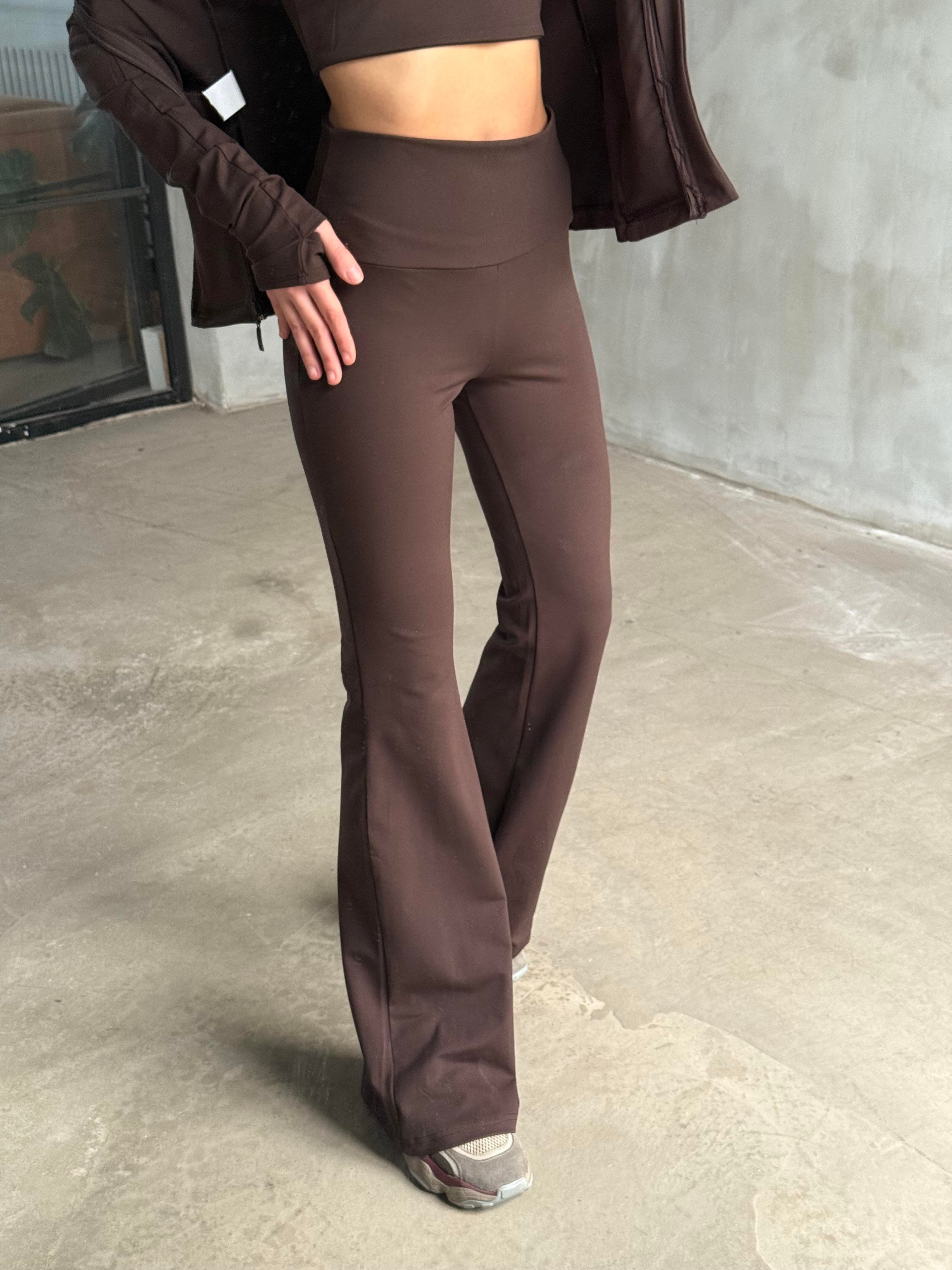 Kahverengi Bralet Tayt Ceket Takım - Dominatrend