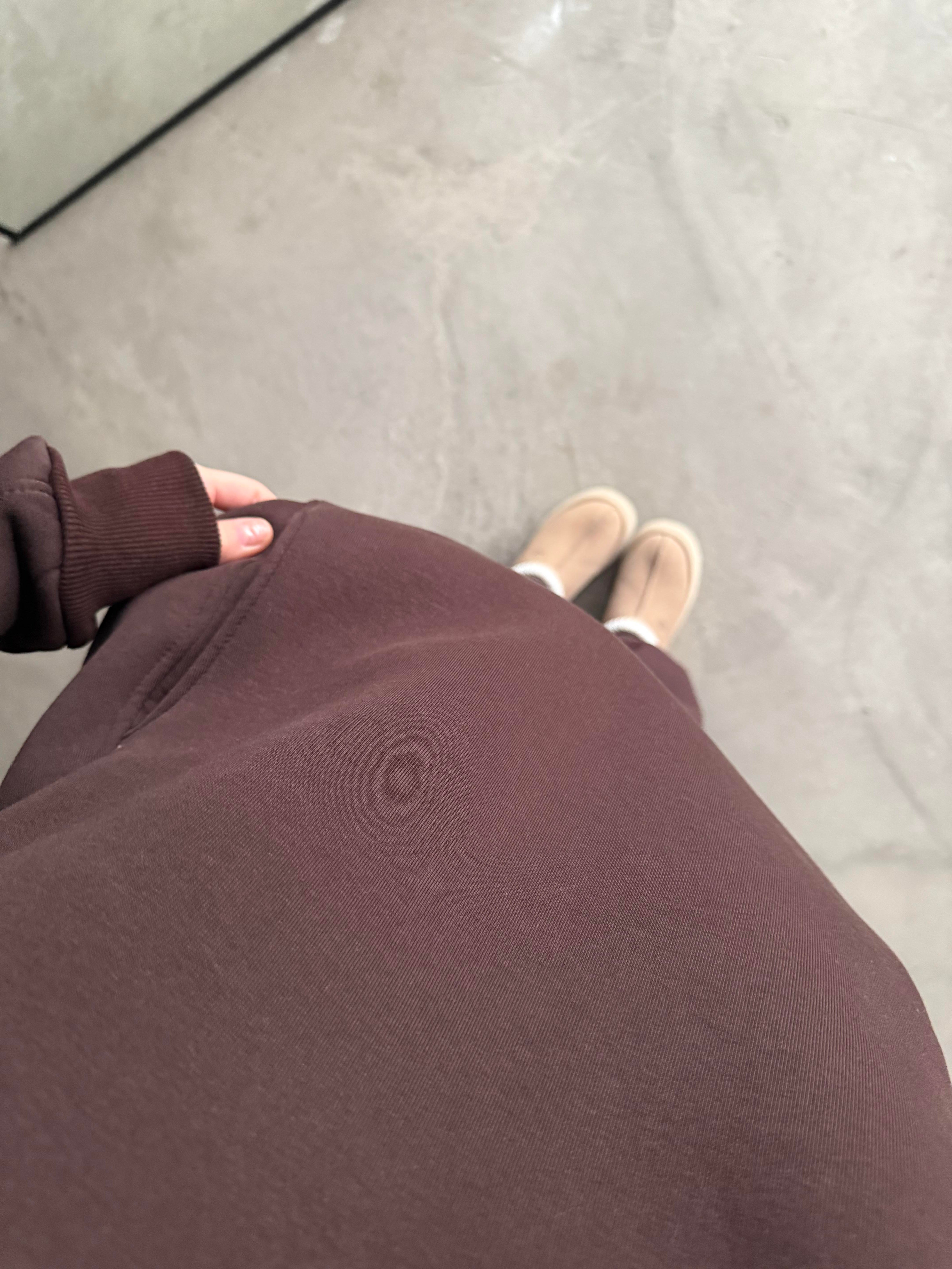 Kahverengi Unisex Base Sıde Oversize Eşofman Takımı - Dominatrend