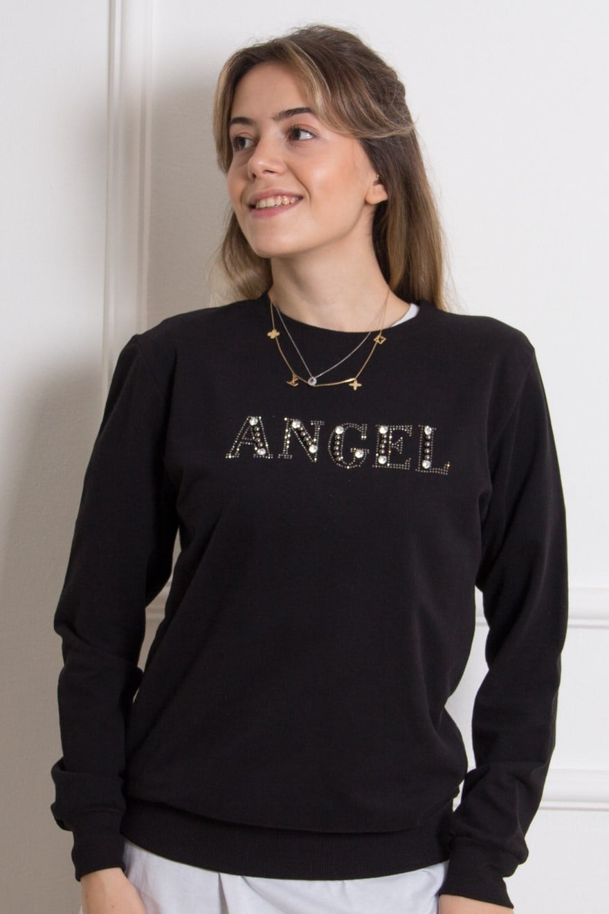 Kanat Detay Sweatshirt - Siyah - Dominatrend
