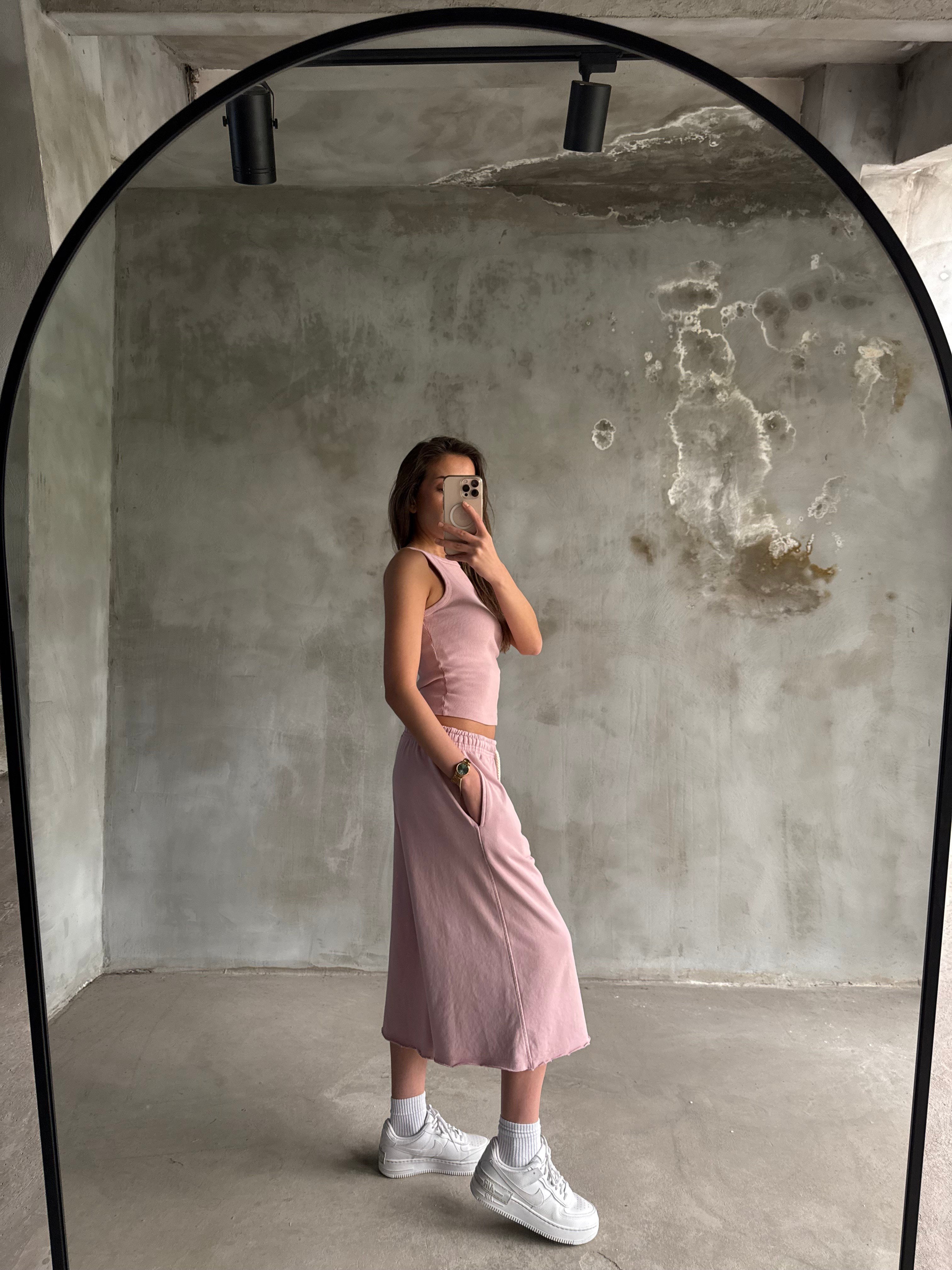 Kapri Yıkamalı Eşofman Takımı - Pembe  - Dominatrend
