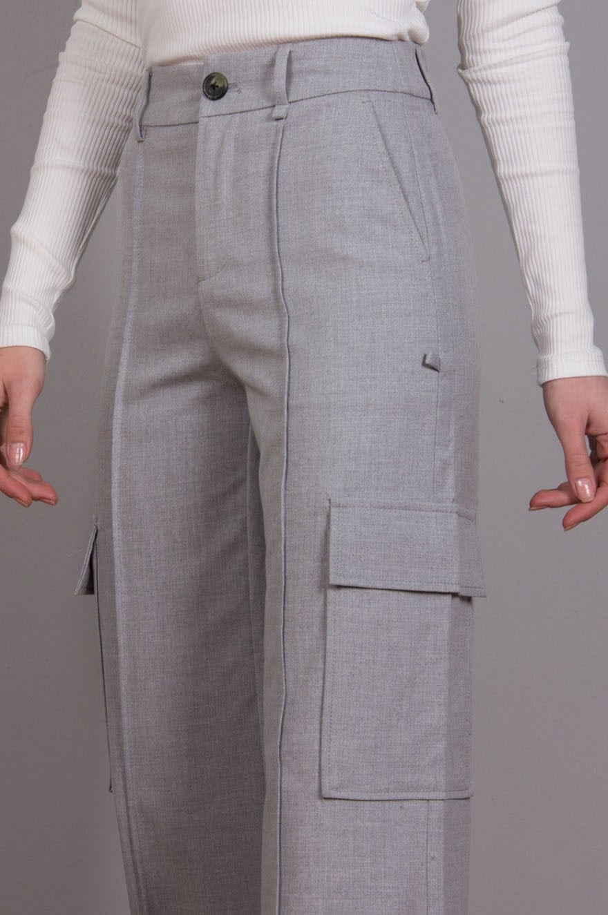 Kargo Model Bol Paça Pantolon - Gri - Dominatrend