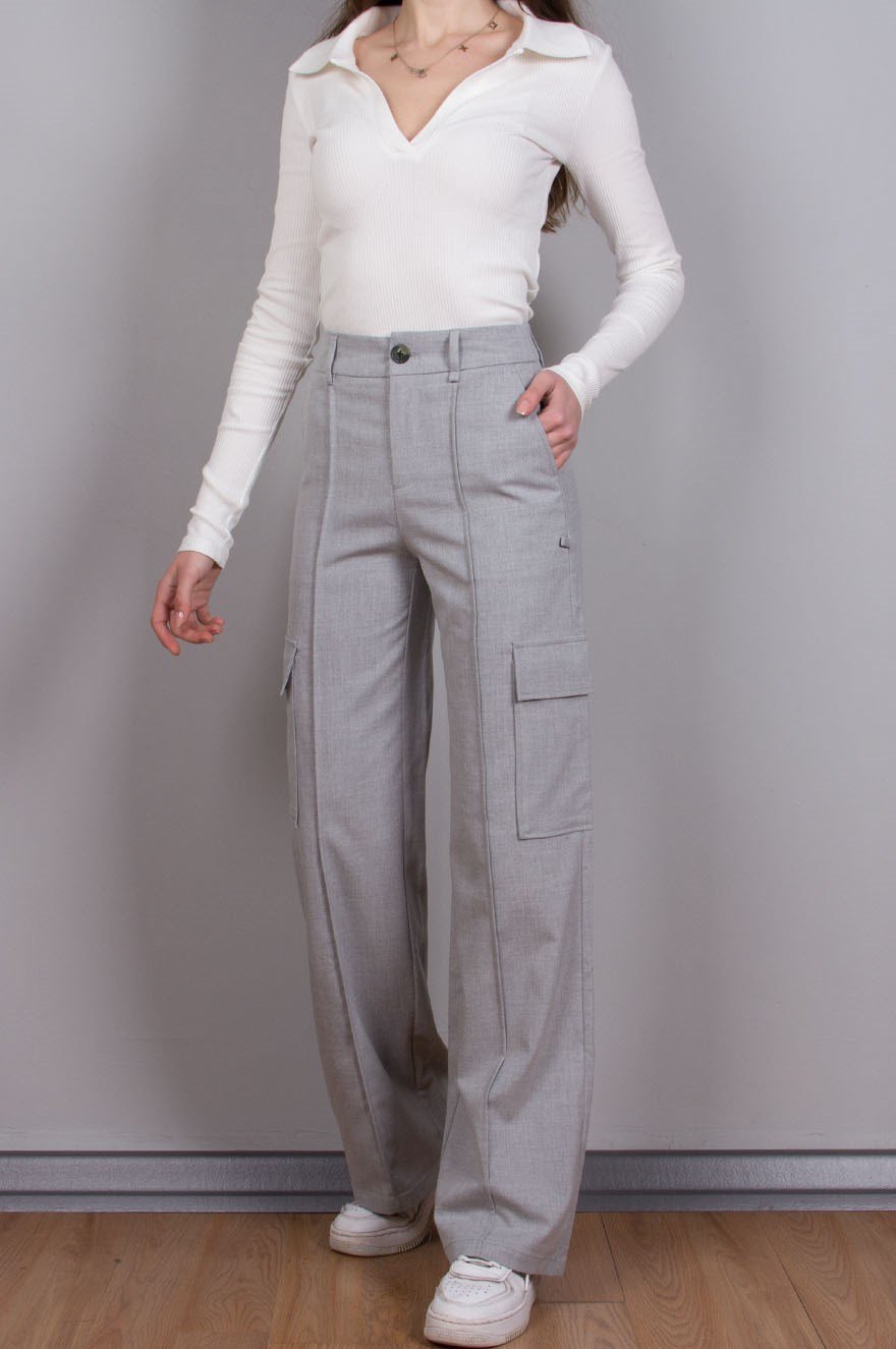 Kargo Model Bol Paça Pantolon - Gri - Dominatrend