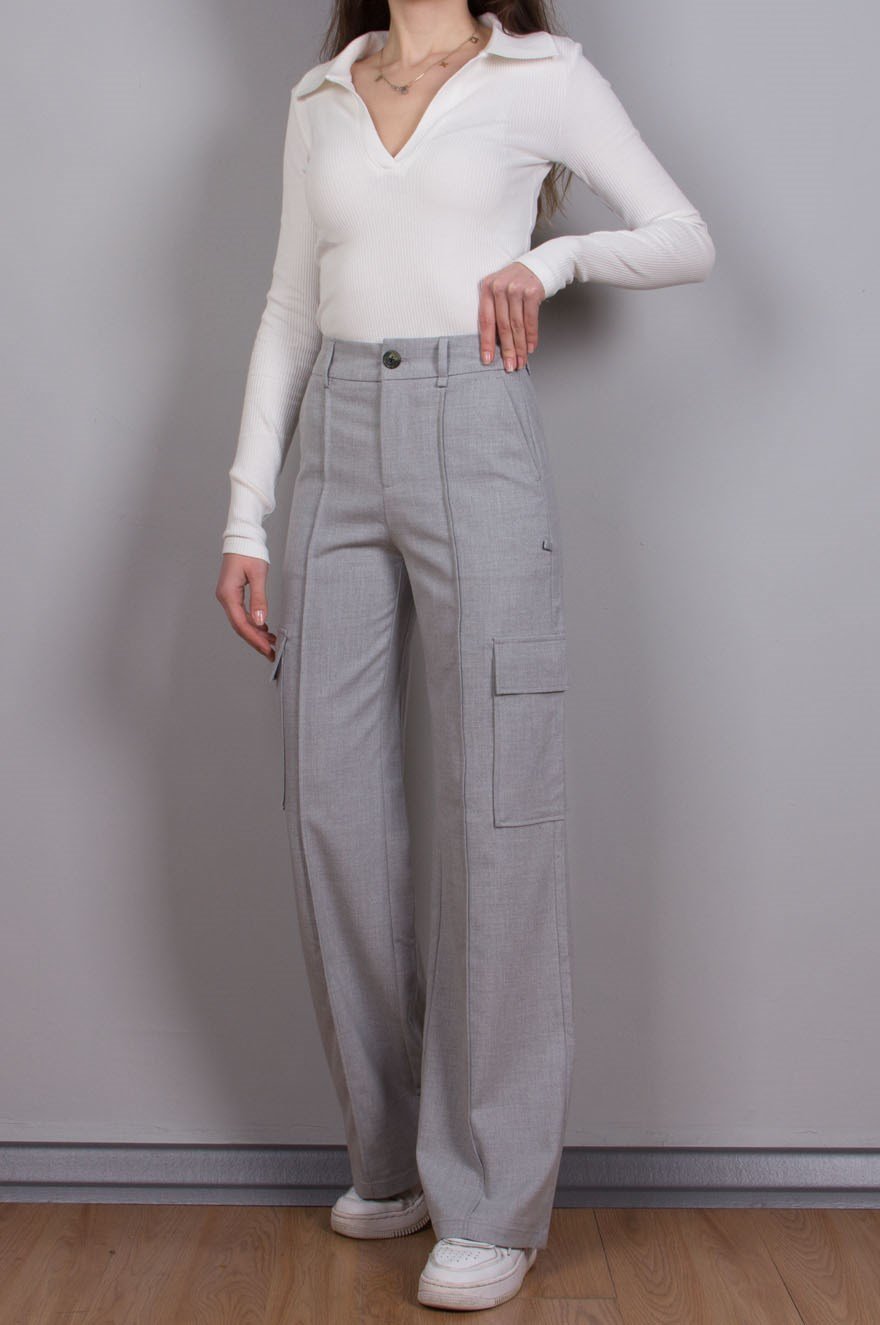 Kargo Model Bol Paça Pantolon - Gri - Dominatrend