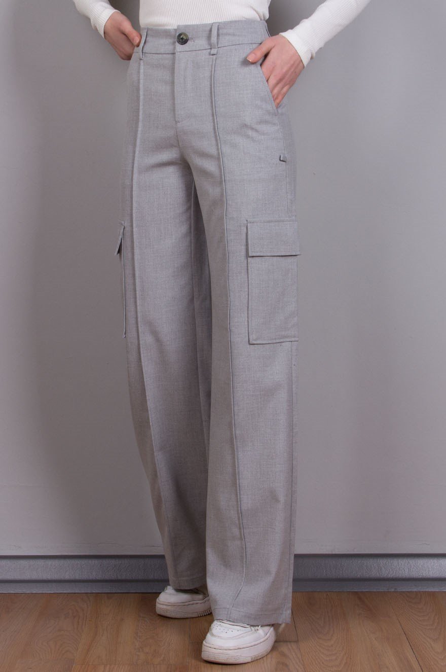 Kargo Model Bol Paça Pantolon - Gri - Dominatrend