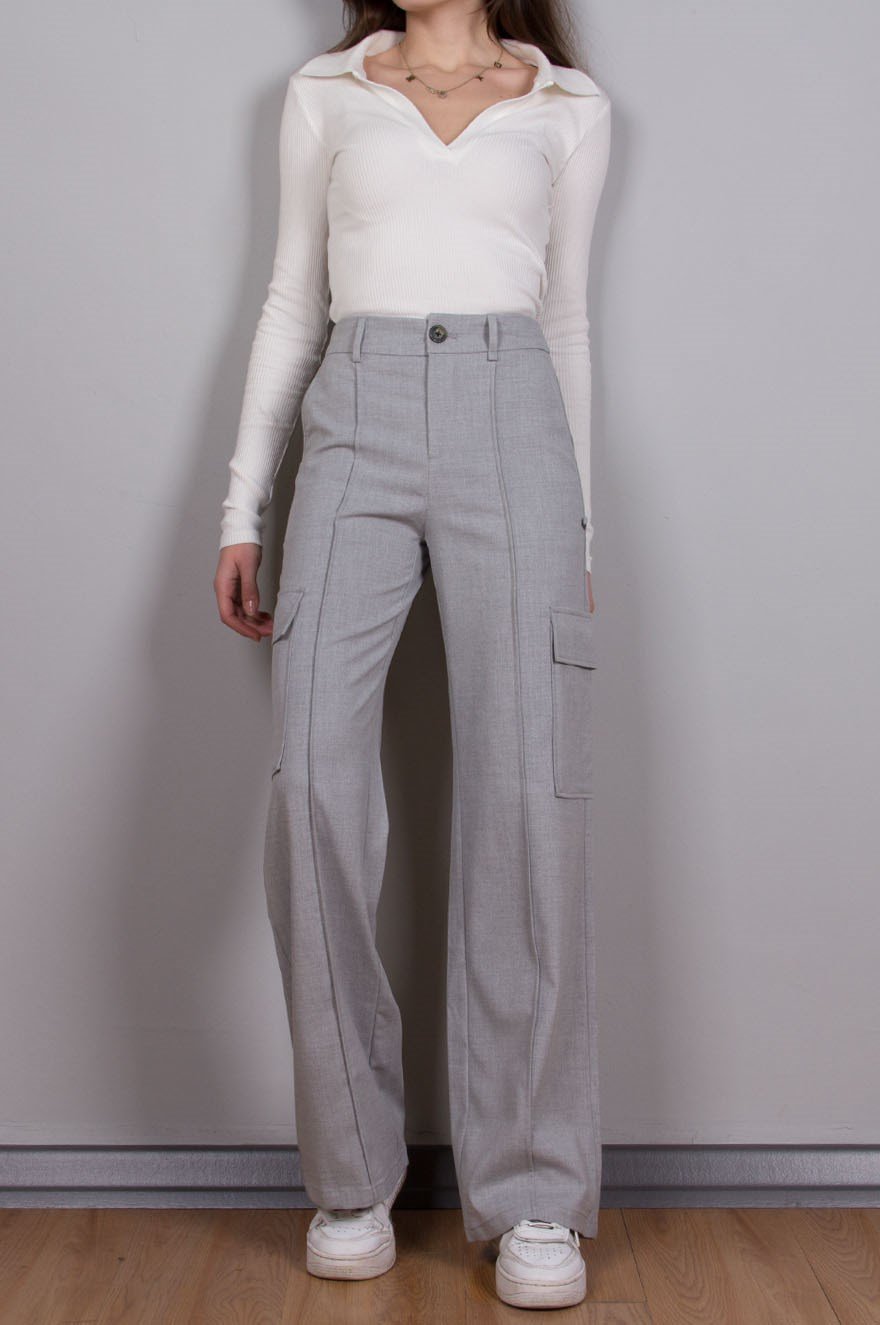 Kargo Model Bol Paça Pantolon - Gri - Dominatrend