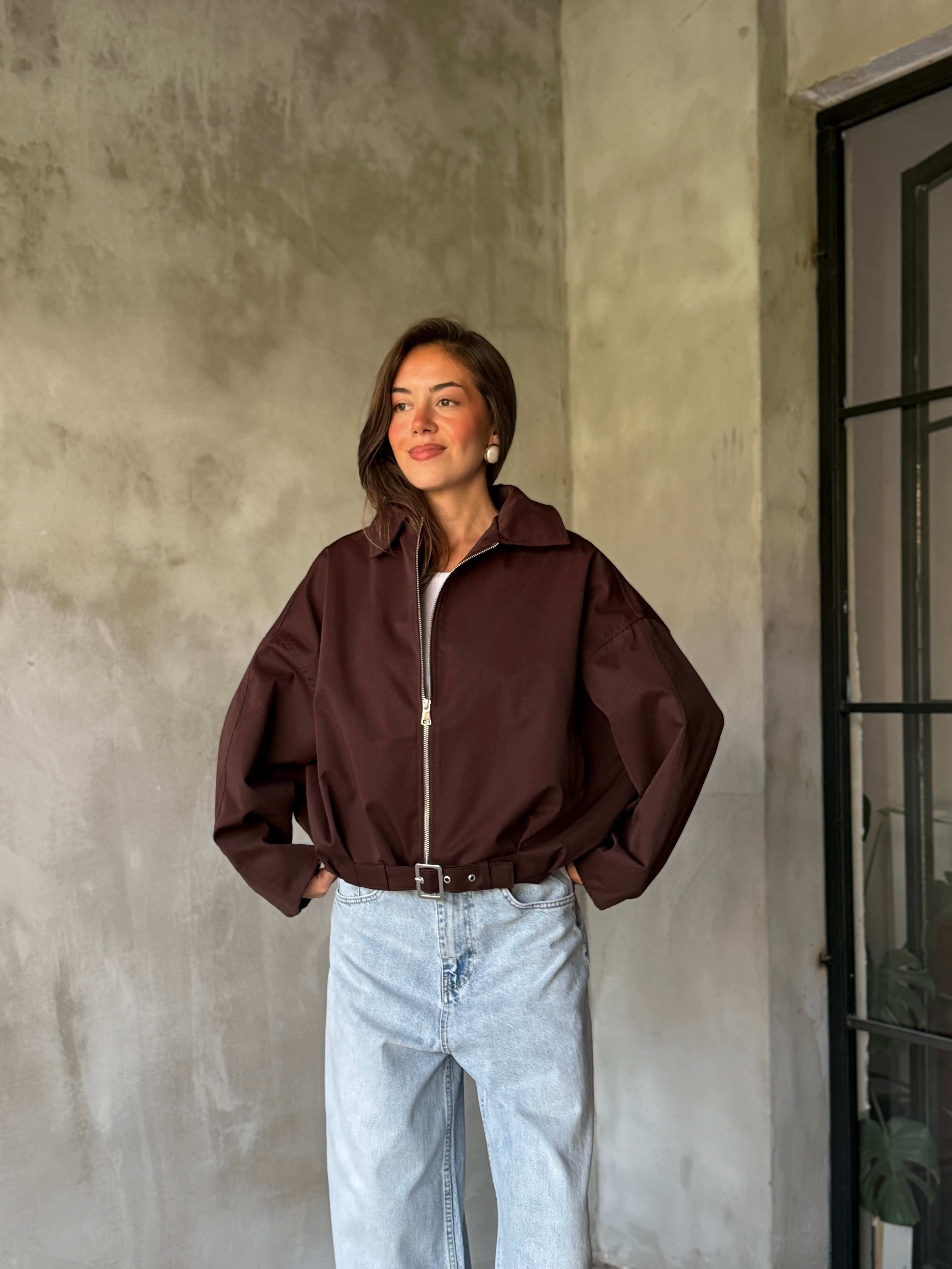 Kemerli Bomber Trençkot - Kahverengi - Dominatrend