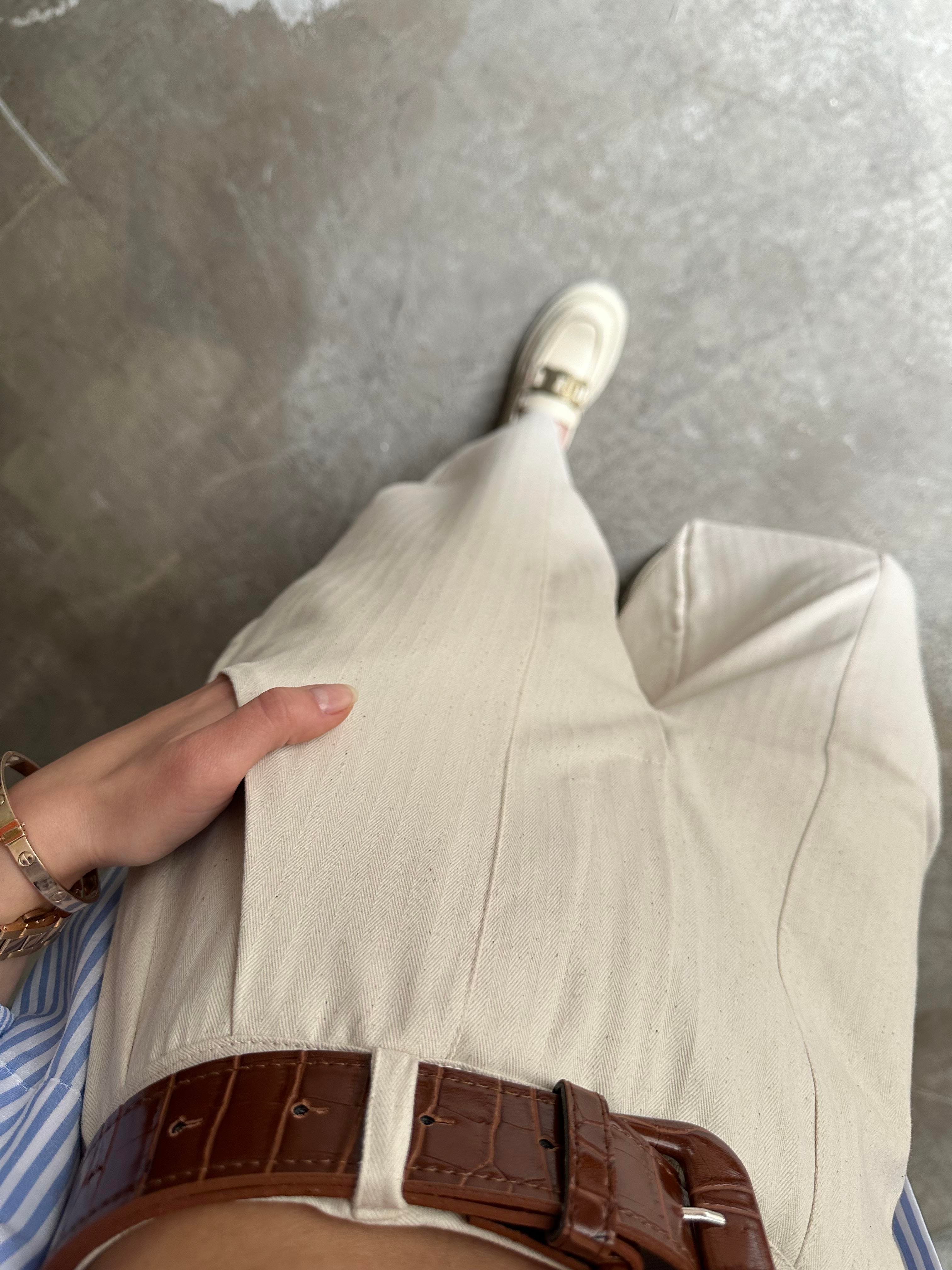 Kemerli Keten Balon Pantolon  - Dominatrend