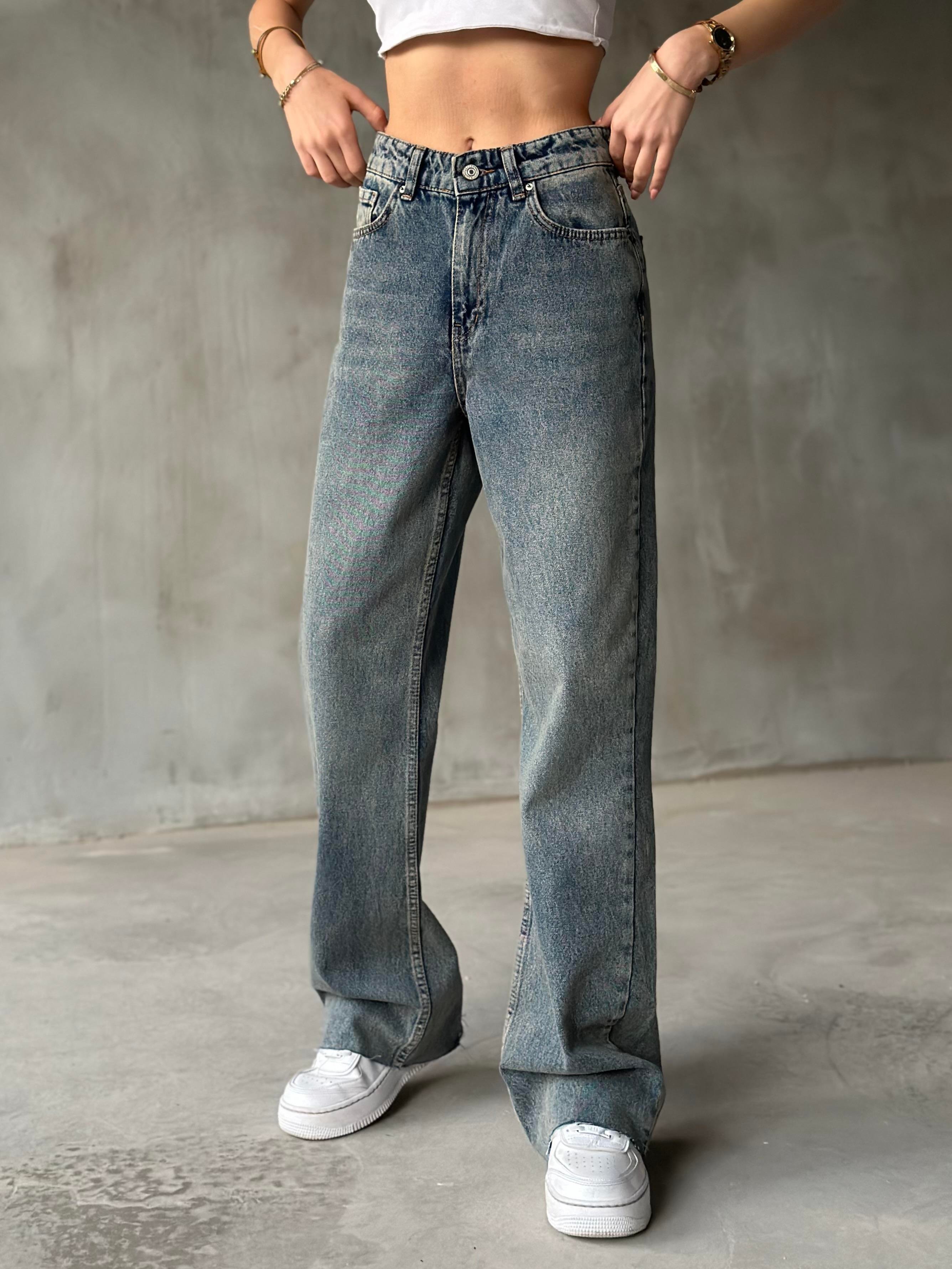 Kesik Paça Tintli Baggy Jean - Dominatrend