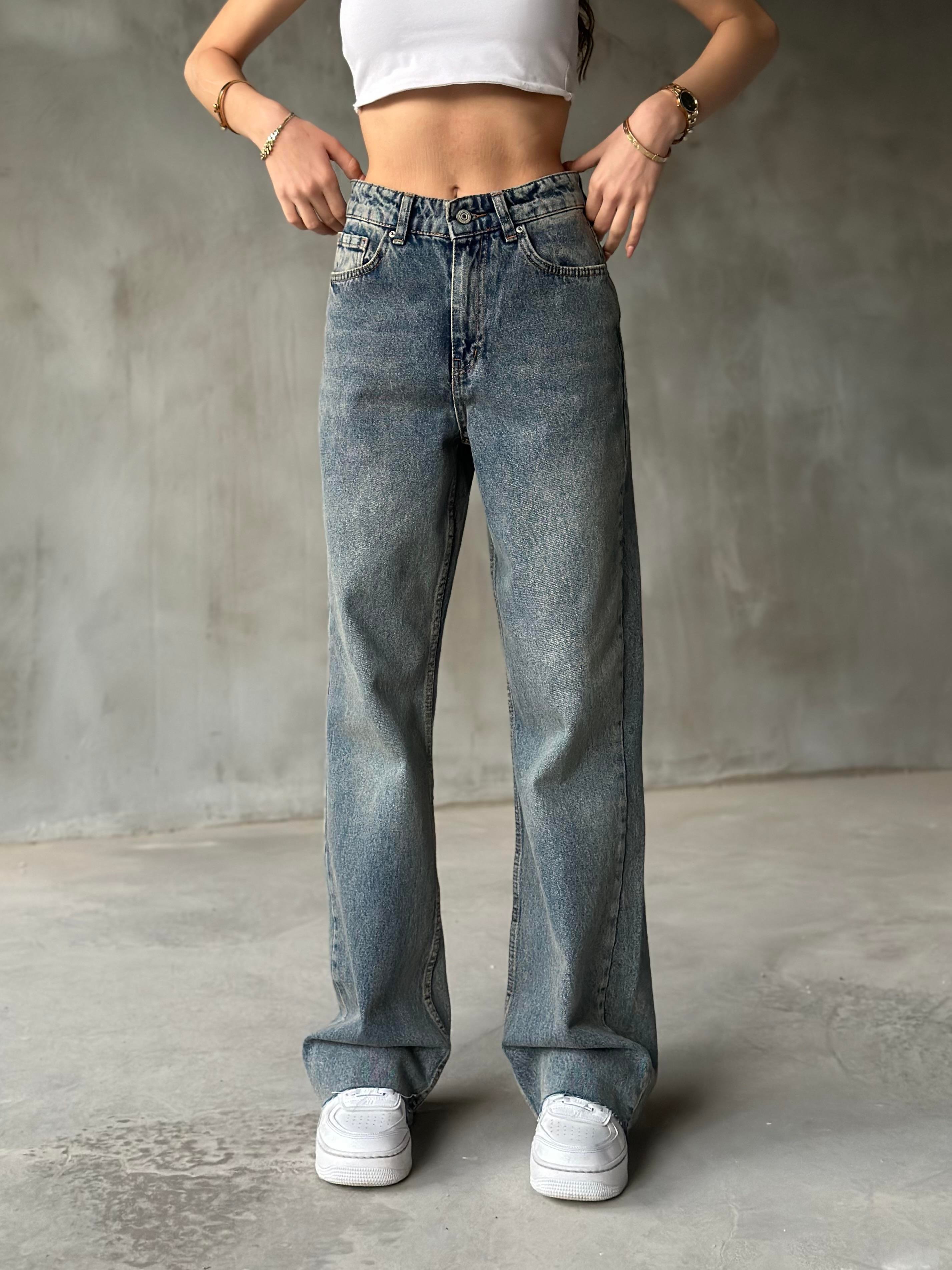 Kesik Paça Tintli Baggy Jean - Dominatrend