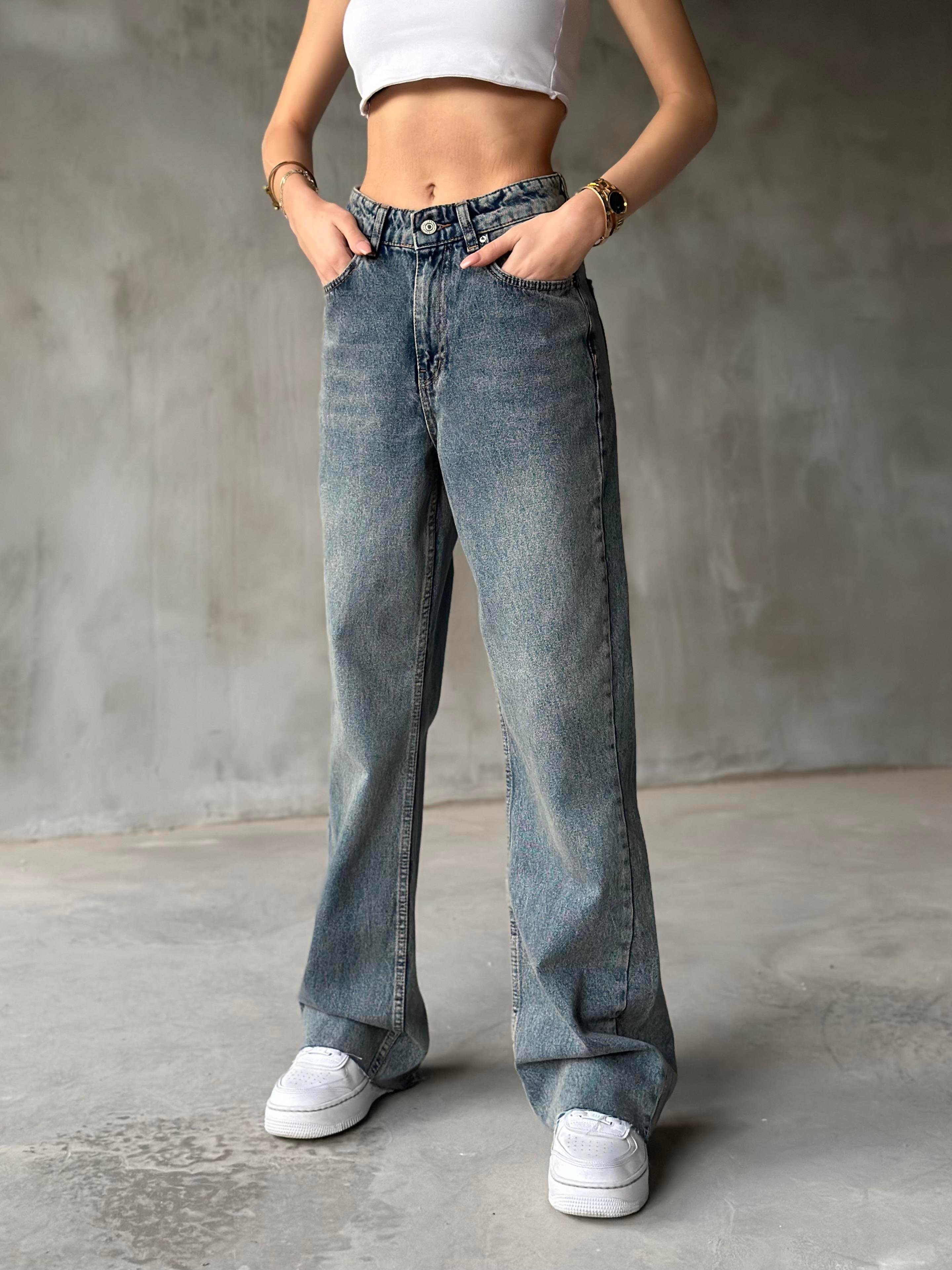 Kesik Paça Tintli Baggy Jean - Dominatrend