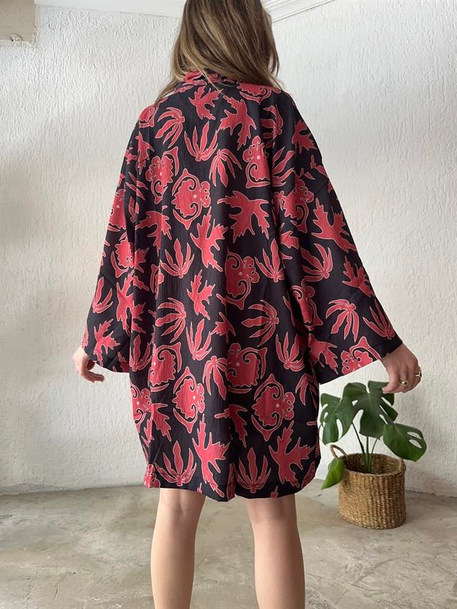 Kimono Şort Takım Etnik Desenli - Dominatrend