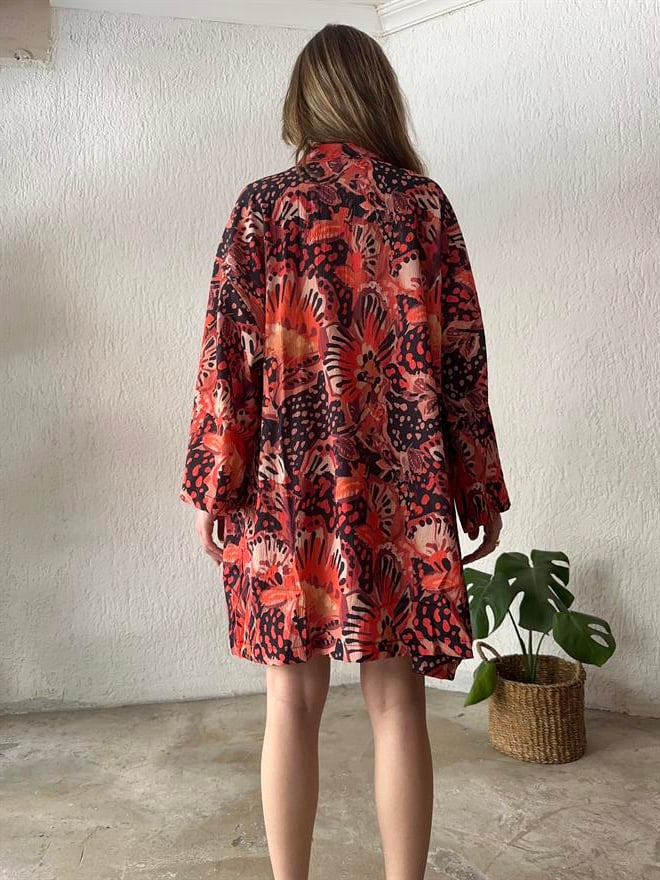 Kimono Şort Takım Renkli Desenli - Dominatrend