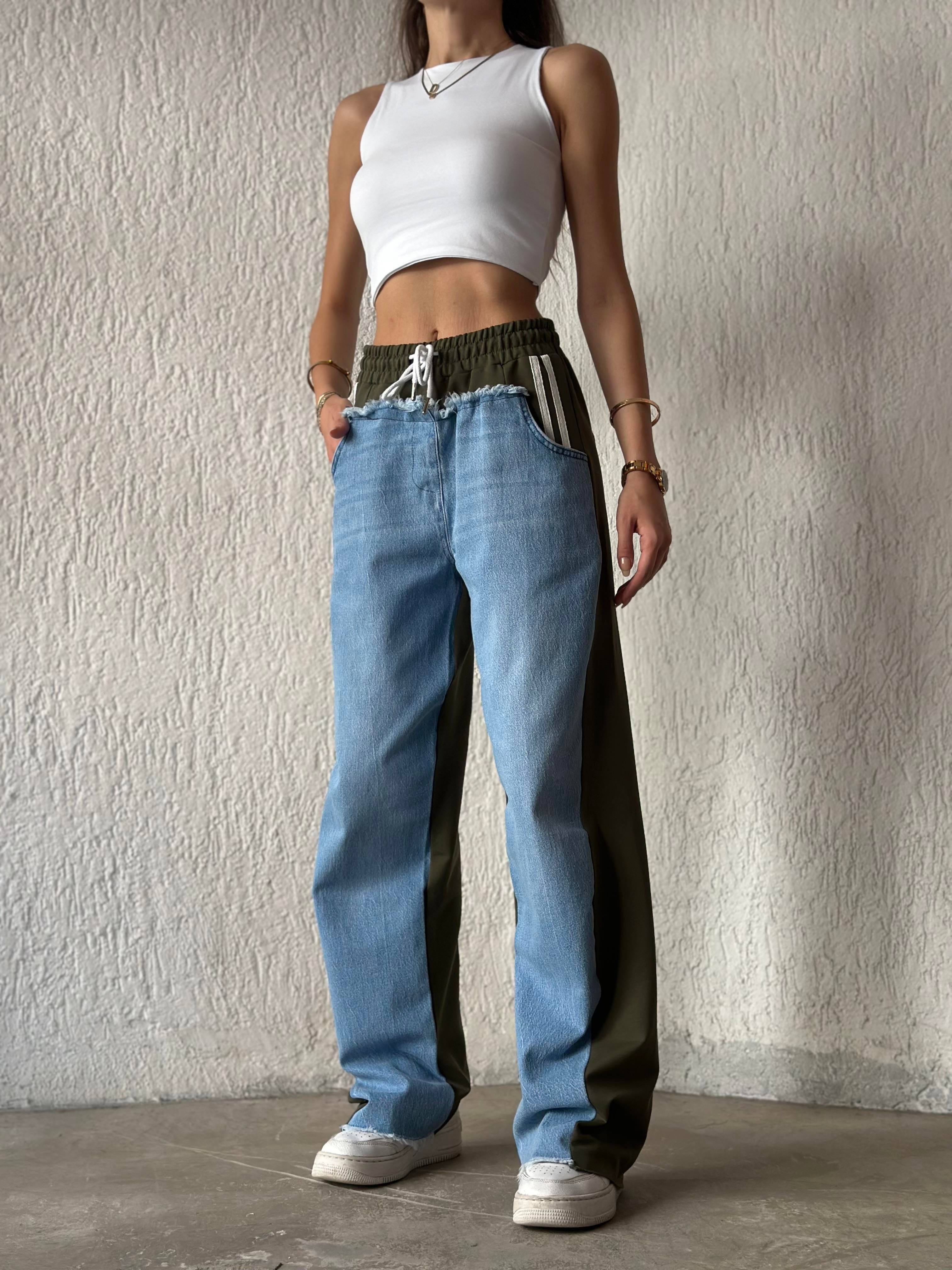 Kot Detay Baggy Eşofman - Haki - Dominatrend