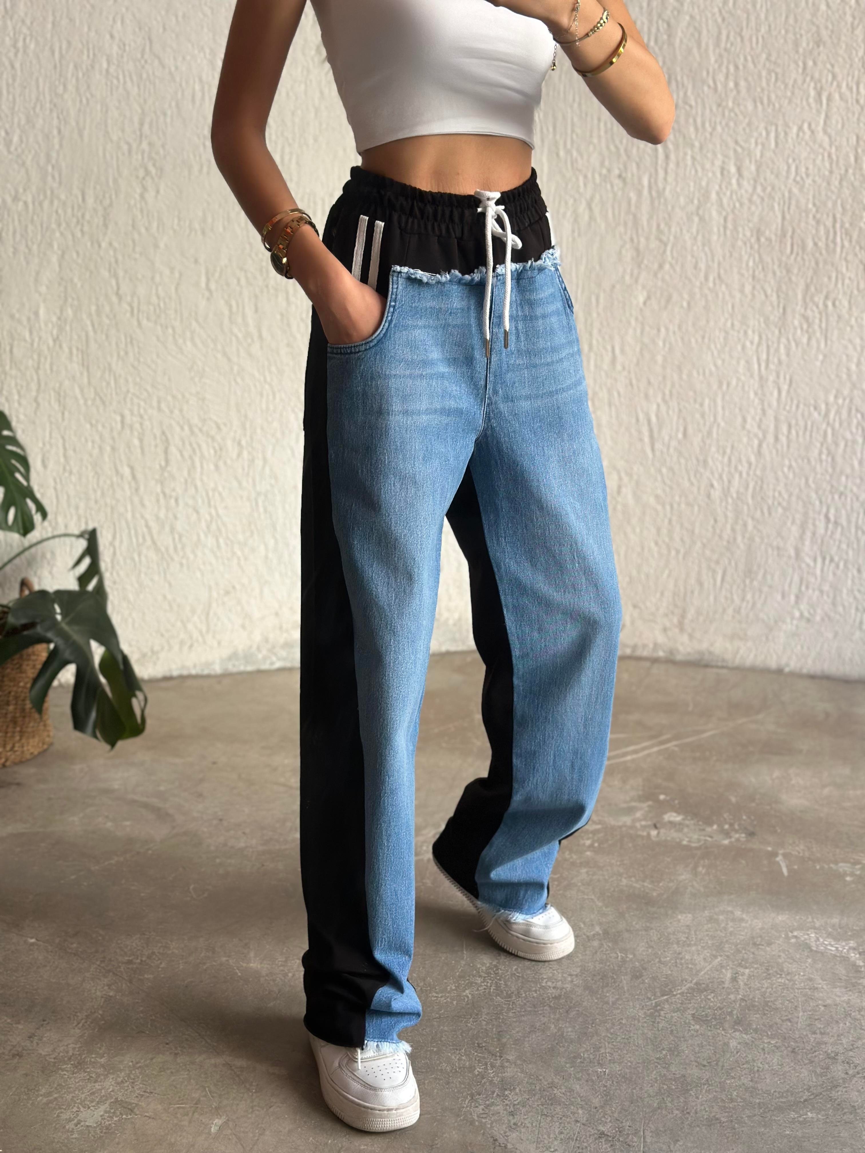 Kot Detay Baggy Eşofman - Siyah - Dominatrend