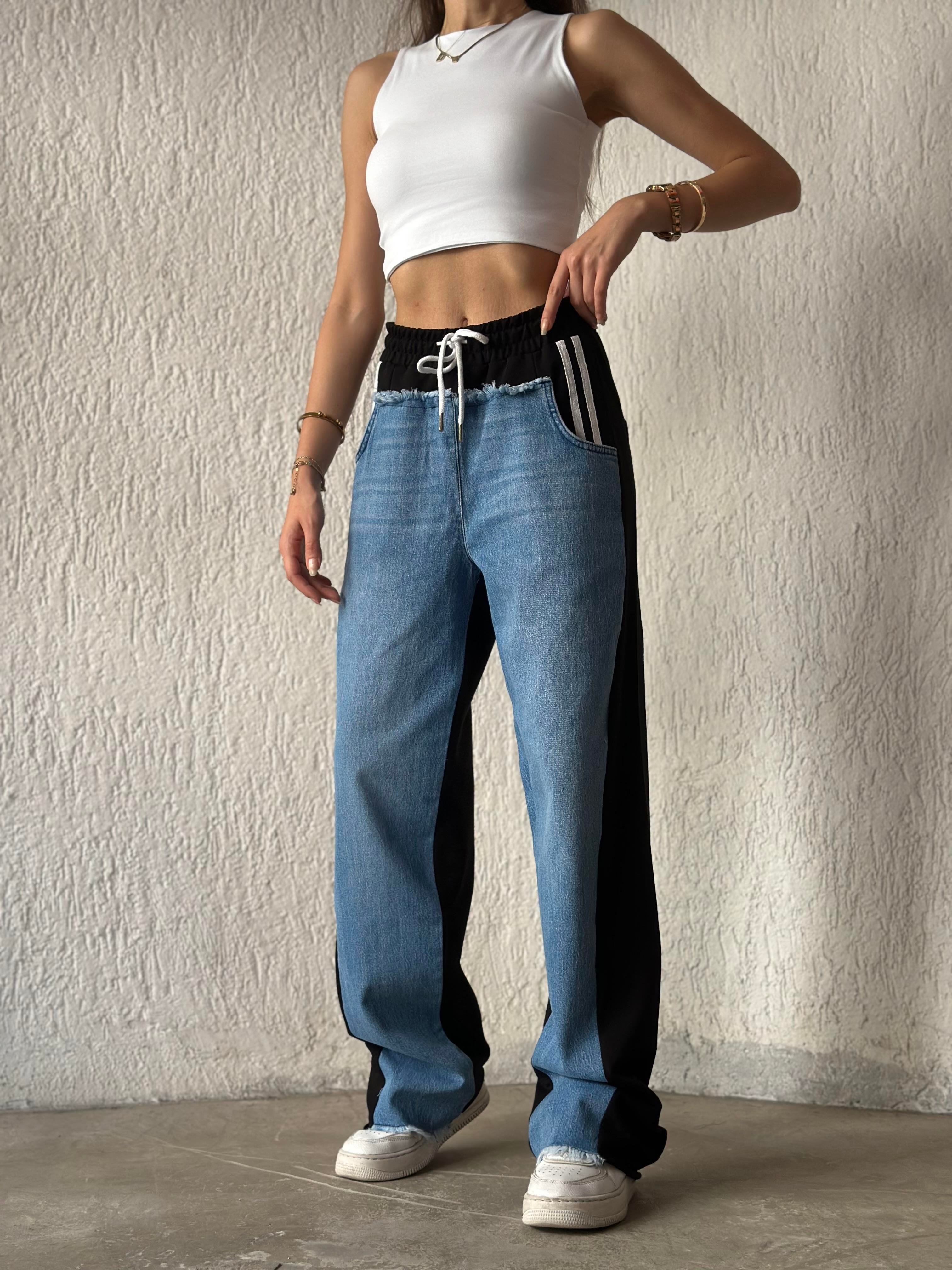 Kot Detay Baggy Eşofman - Siyah - Dominatrend