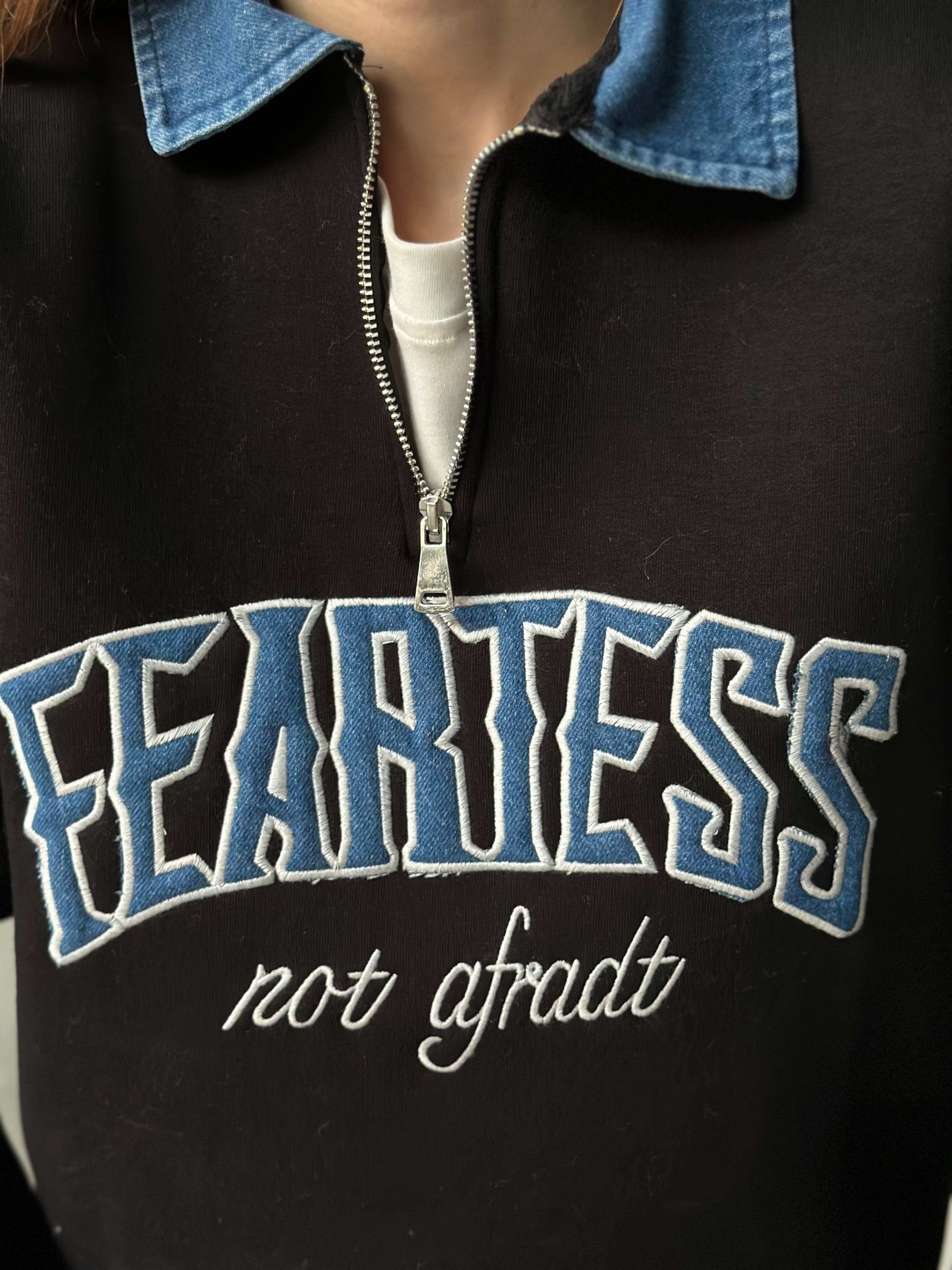 Kot Detay Oversize Sweatshirt - Siyah - Dominatrend