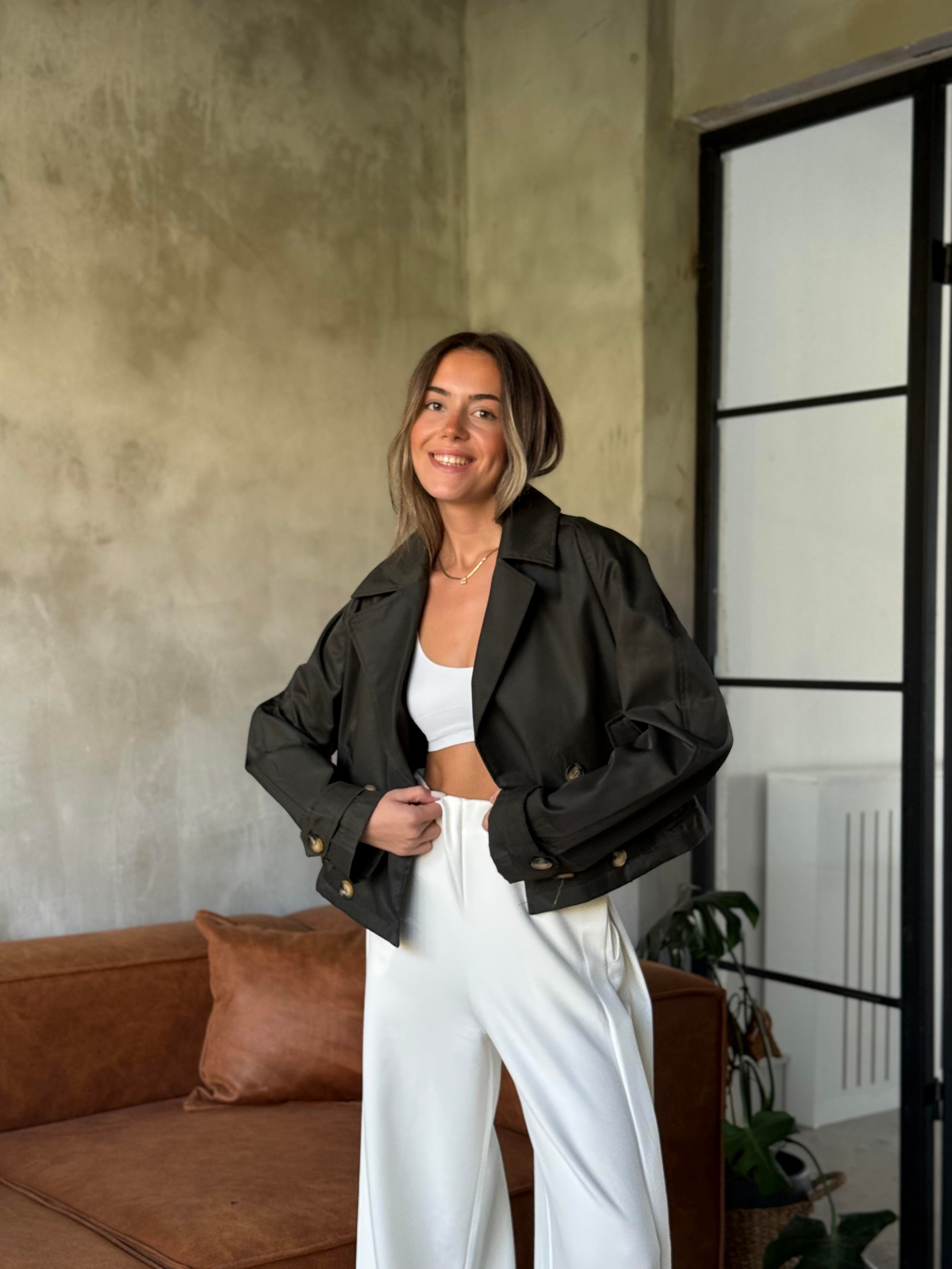 Koyu Haki Mini Trençkot Zr - Dominatrend