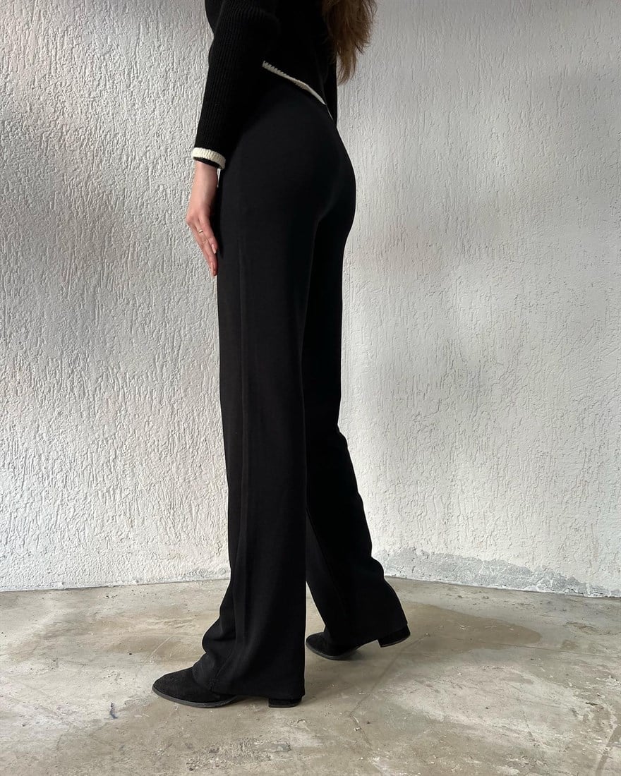 Krep Kumaş Pantolon - Siyah - Dominatrend